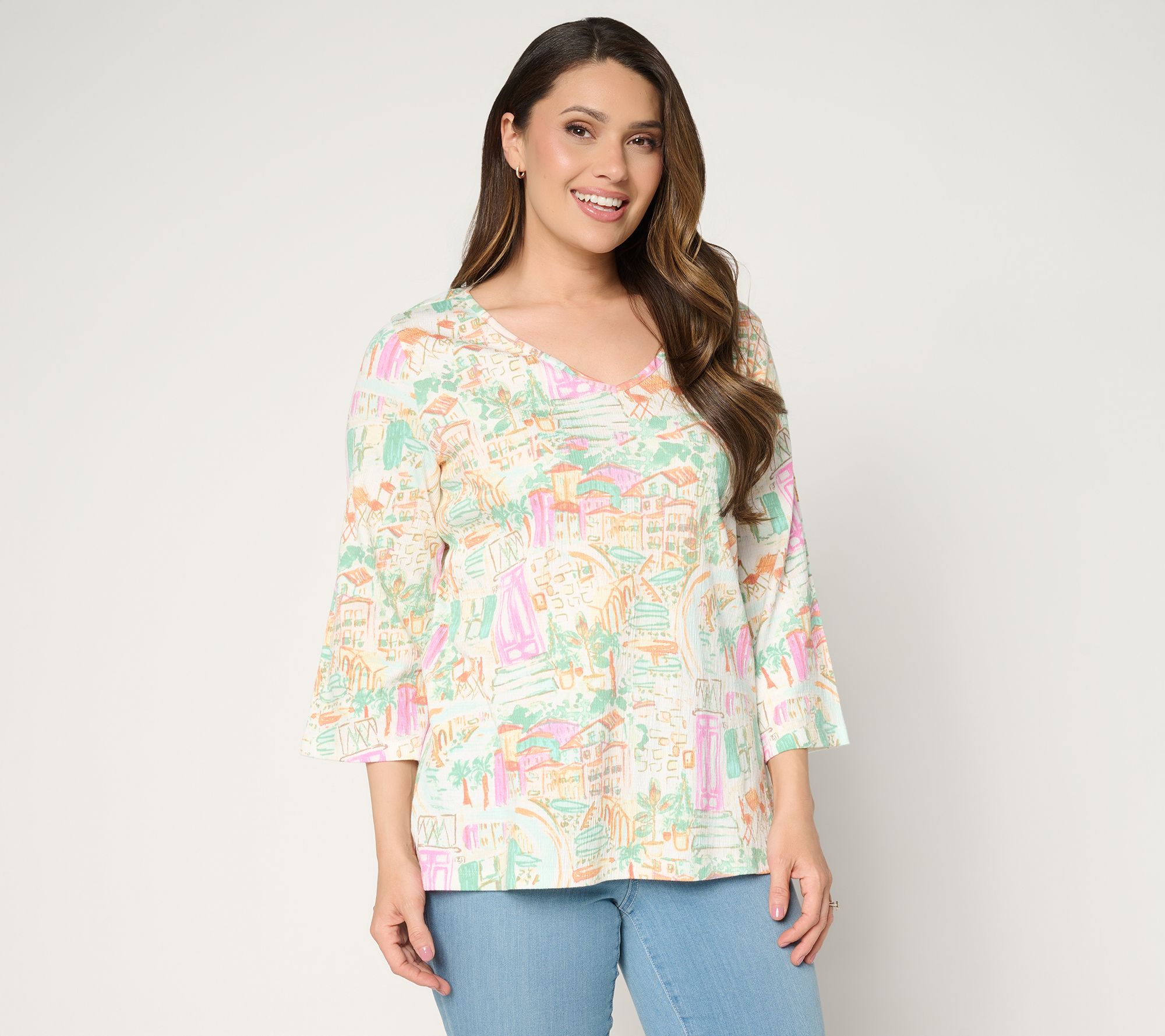 Belle by Kim Gravel Packabelle Slay the Vacay 3/4 Sleeve Top