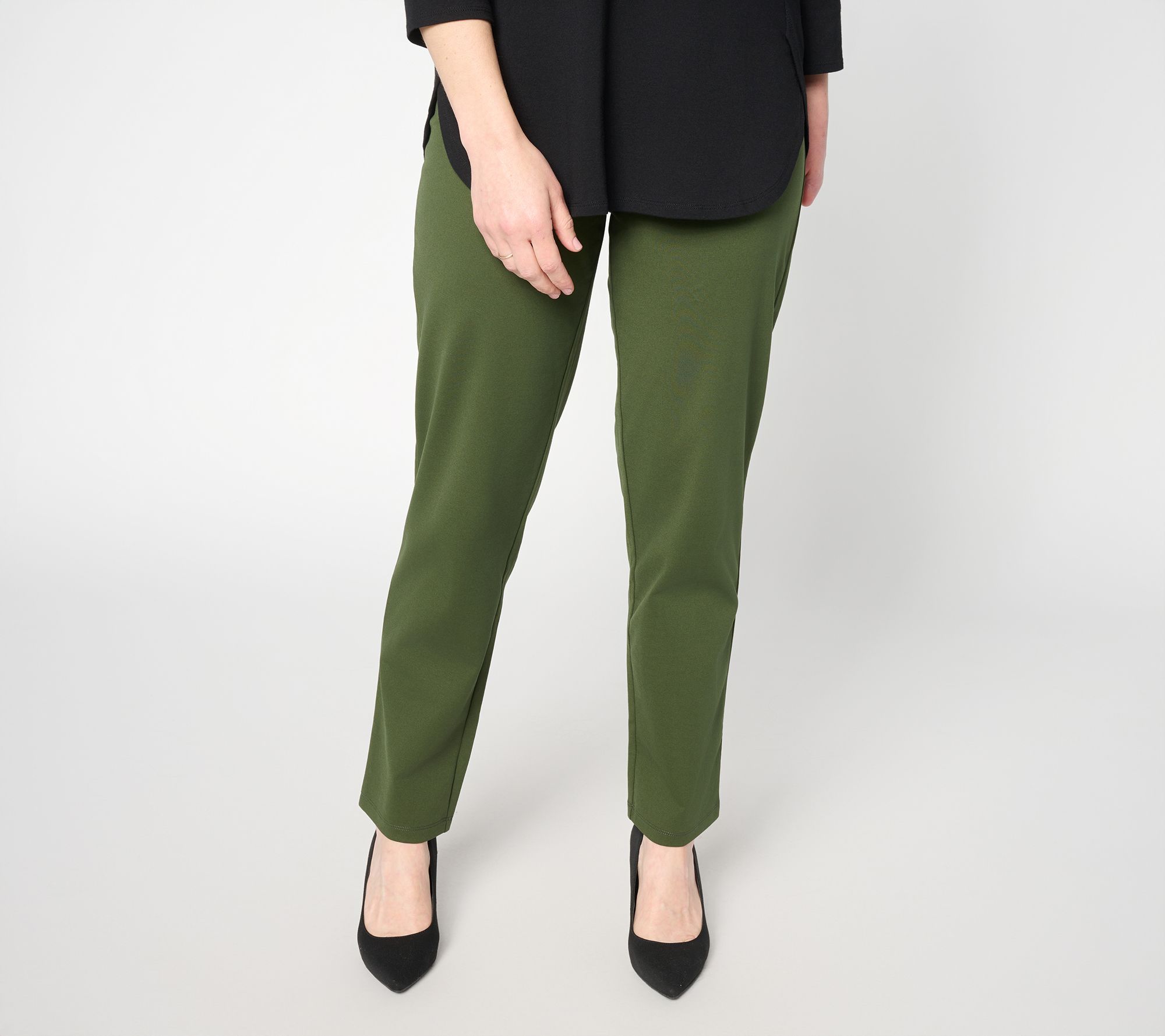"As Is" Susan Graver Weekend Petite Cotton Ponte Straight Leg Pant