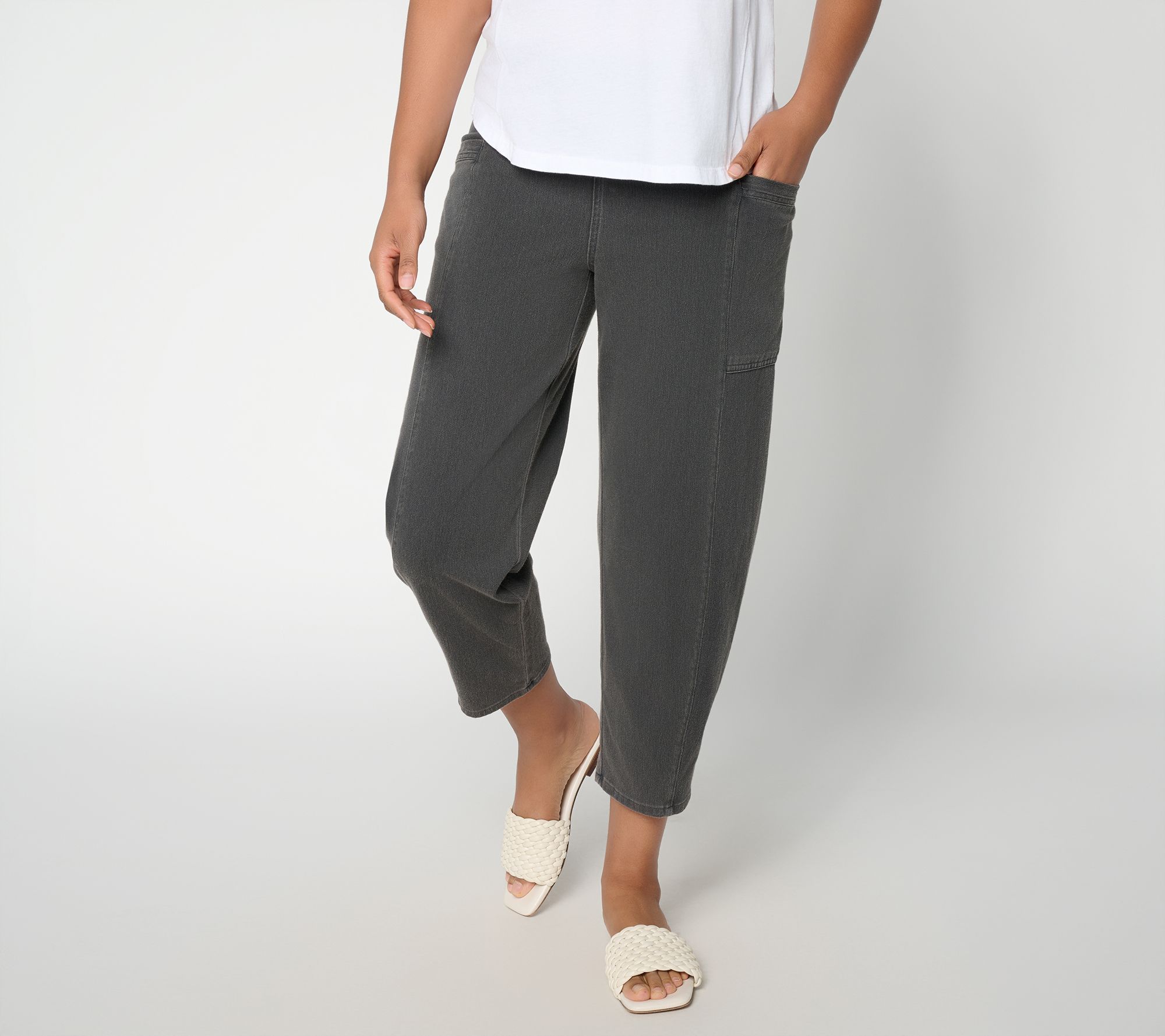 Denim & Co. Regular Comfy Knit Air Barrel Leg Ankle Pants