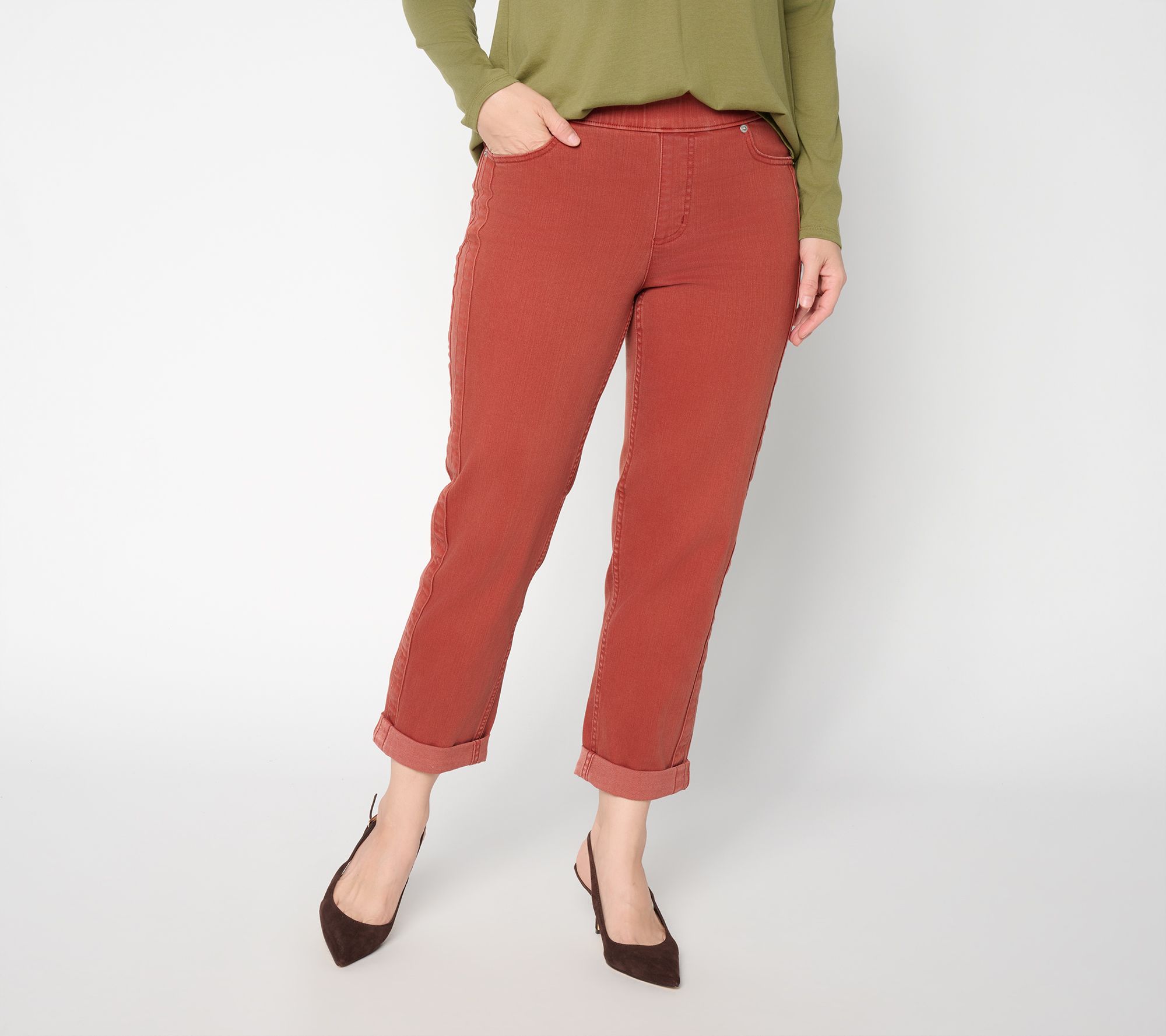 LOGO by Lori Goldstein Petite Color Boyfriend Ankle Jean