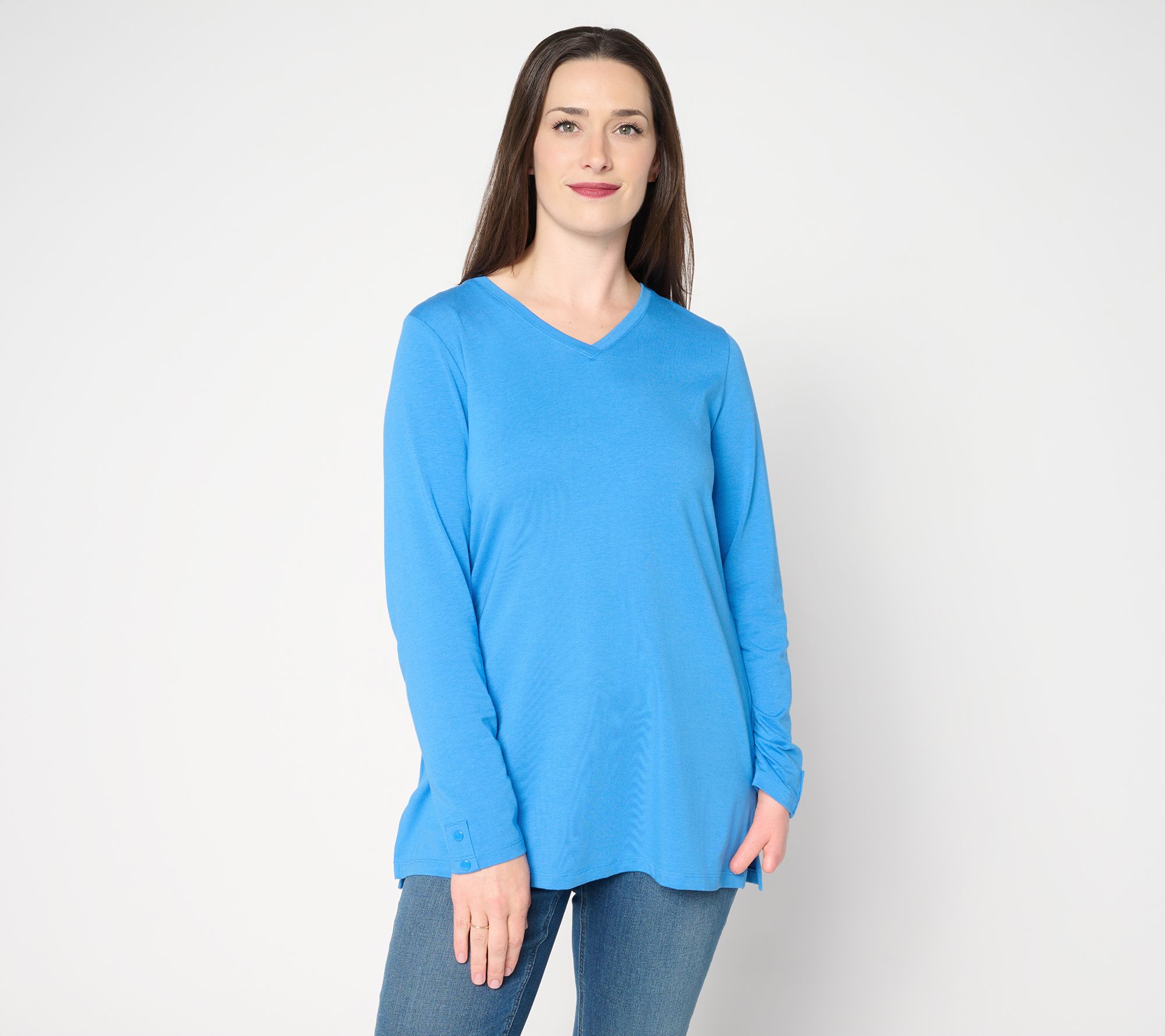 "As Is" Denim & Co. Essentials Favorite Jersey V-Neck Tunic