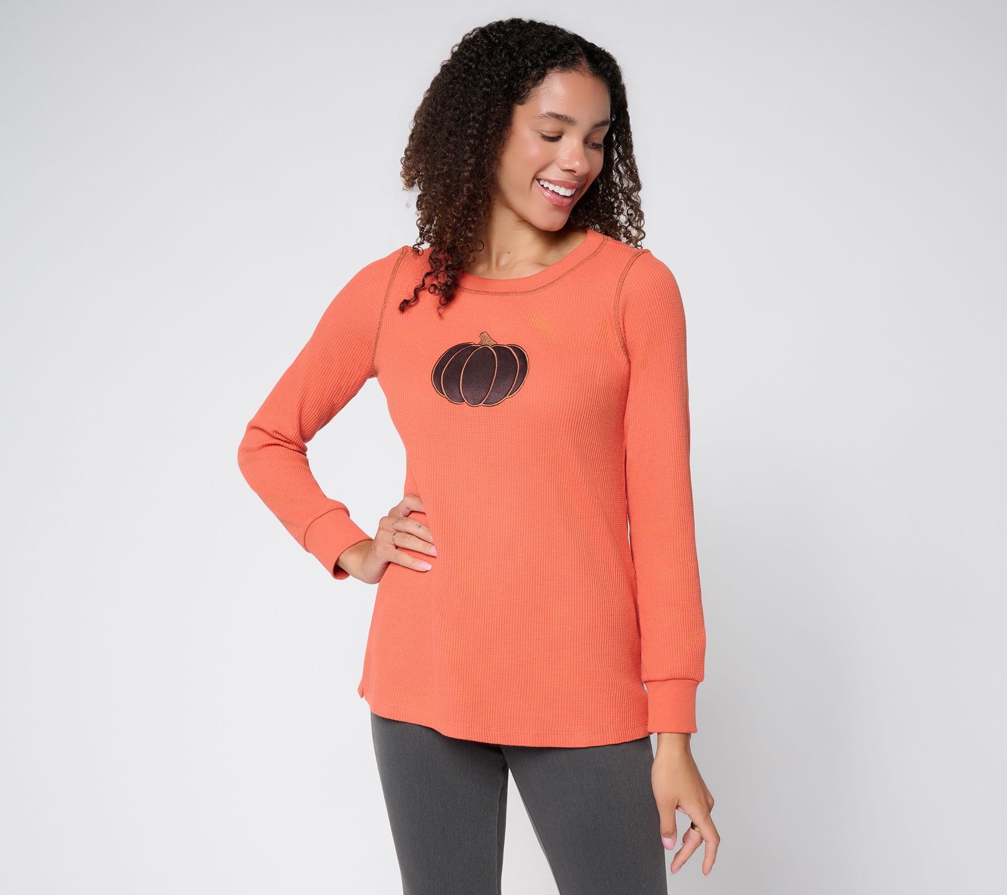 Belle by Kim Gravel Micro Waffle Persuede Me Pumpkin Top