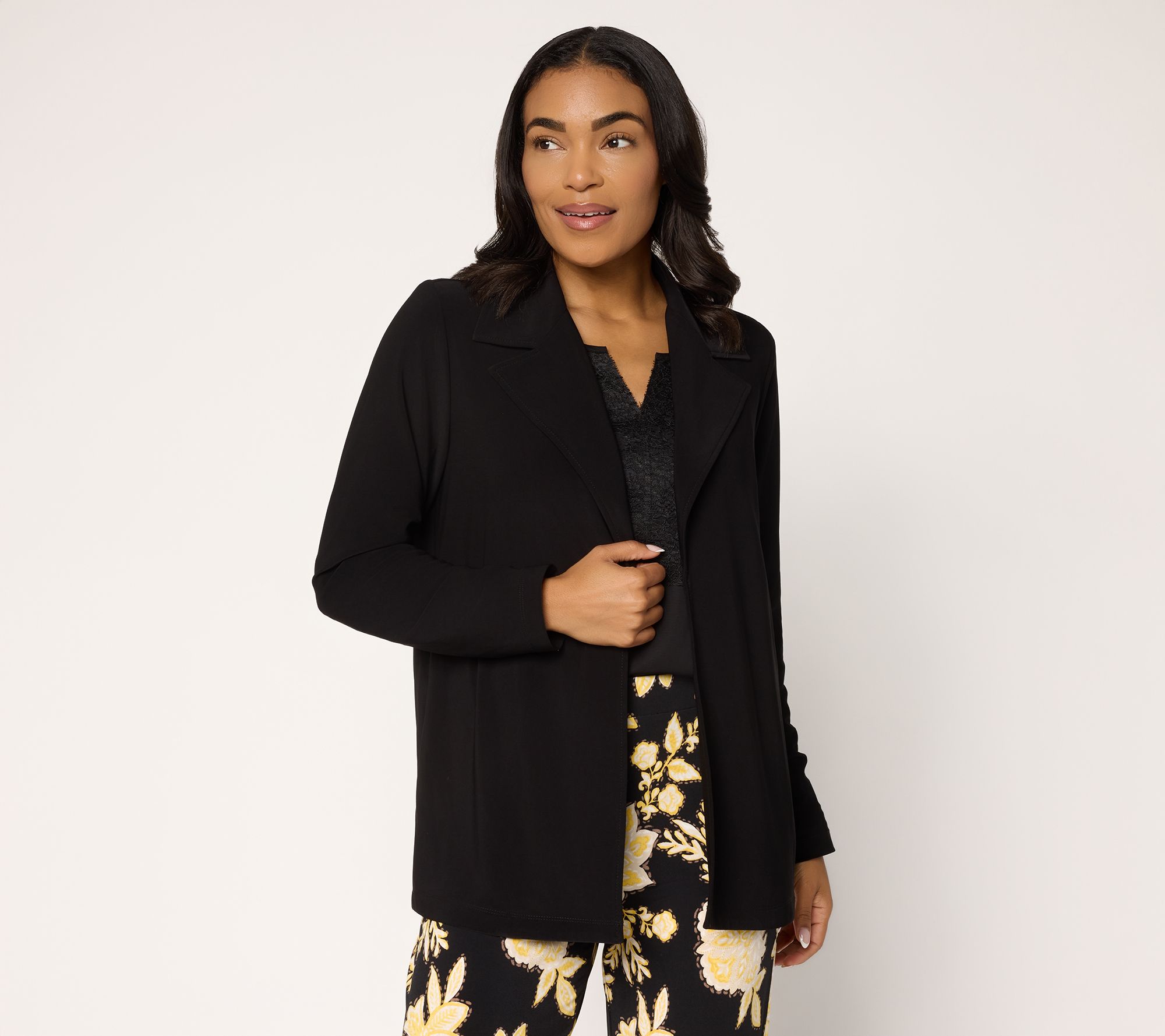 "As Is" Susan Graver Petite LK Luxe Print or Solid Cardigan