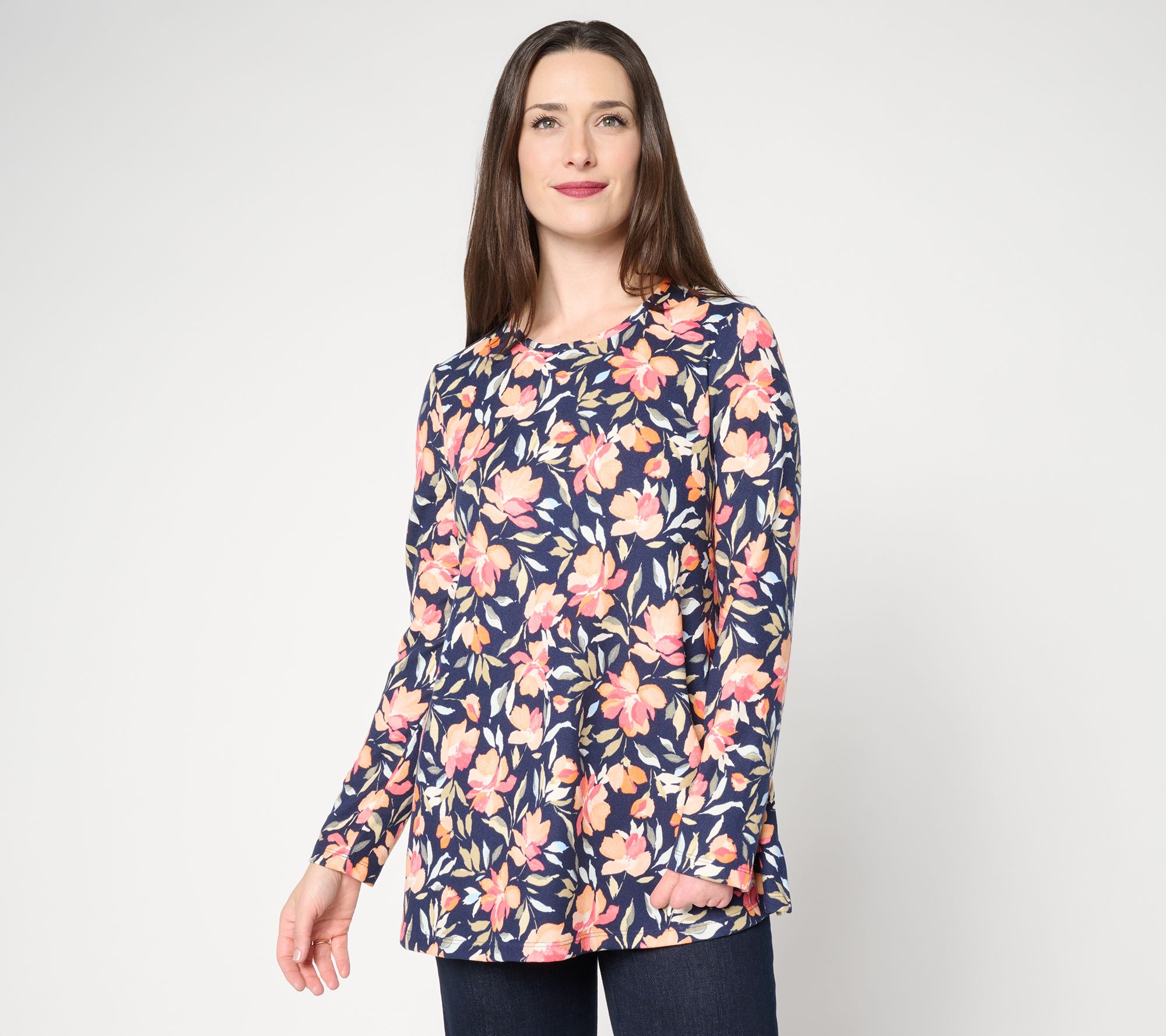 "As Is" Denim & Co. Regular Printed Heavenly Jersey Swing Tunic