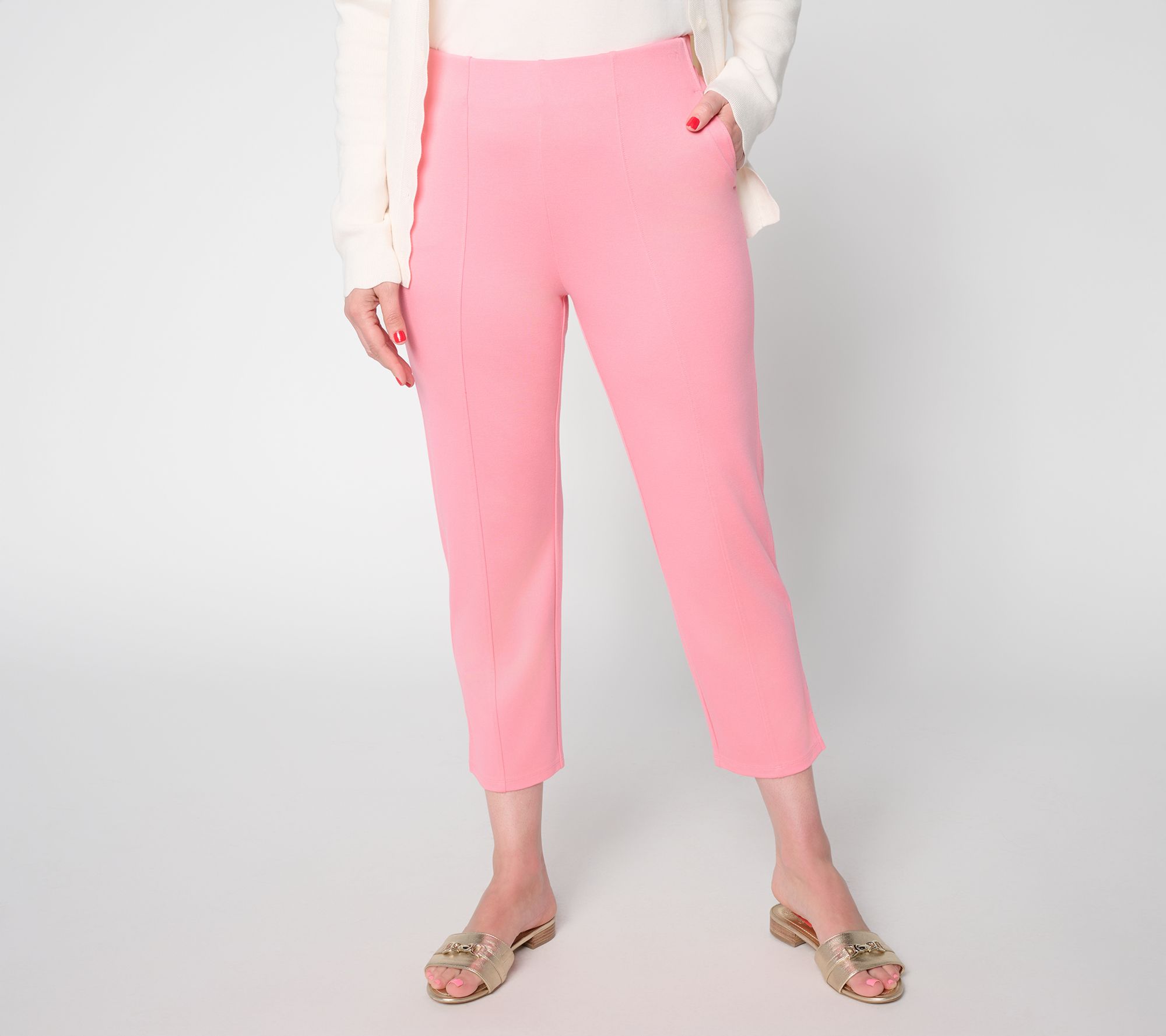 BEAUTIFUL by Lawrence Zarian Silky Ponte Pintuck Crop Pant - QVC.com
