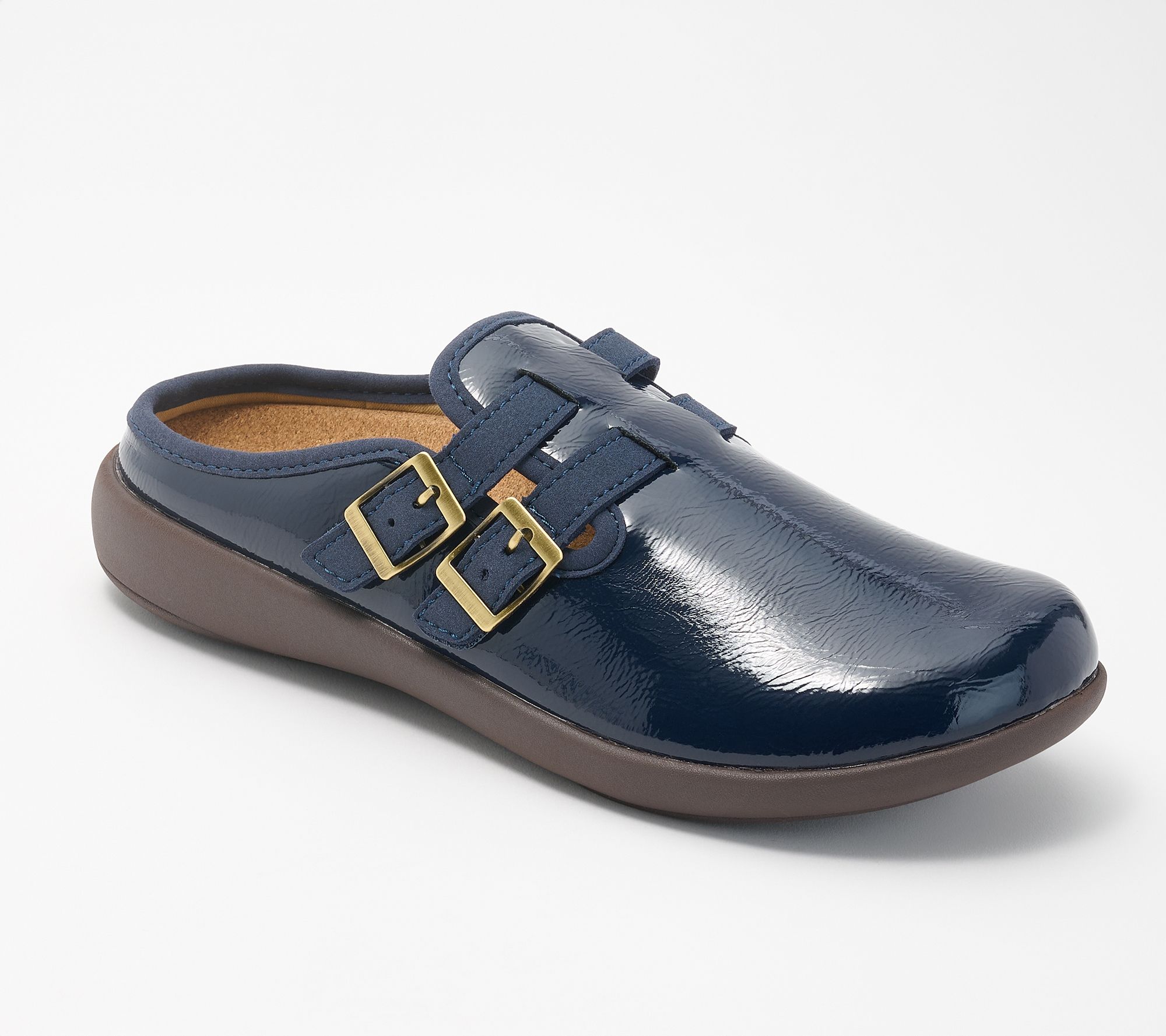 Revitalign Orthotic Buckled Patent Mules - Siesta Sundown