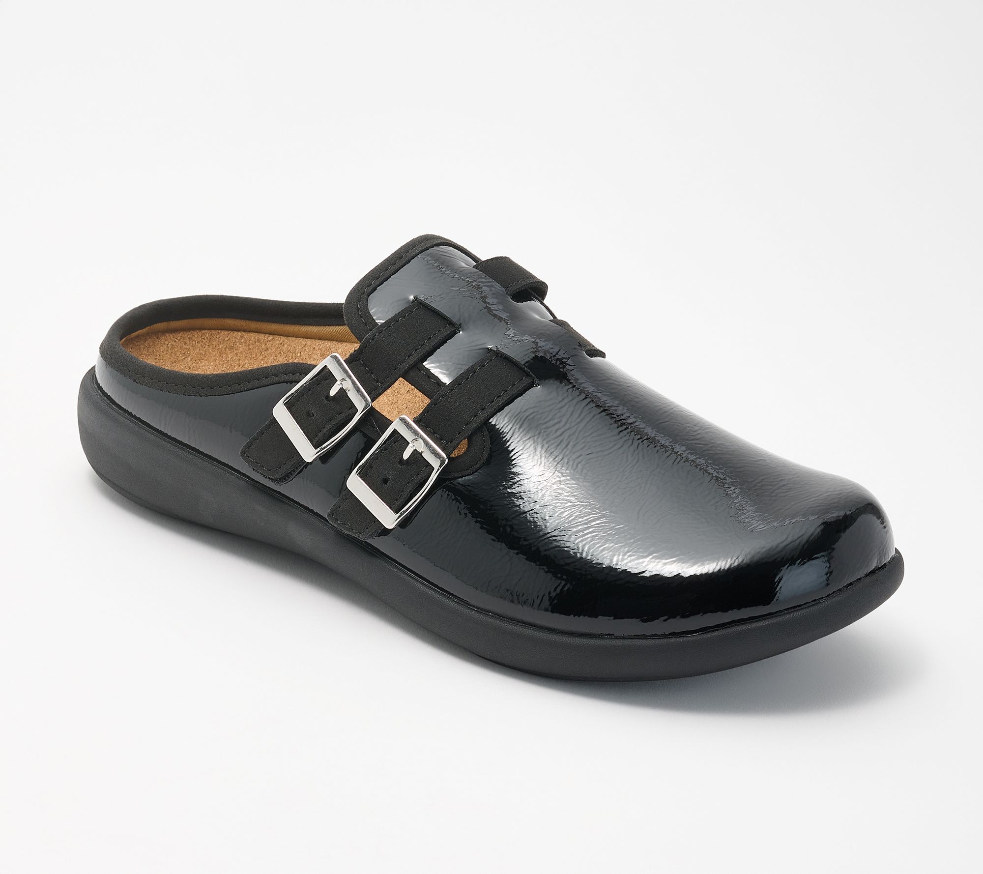 Revitalign Orthotic Buckled Patent Mules - Siesta Sundown