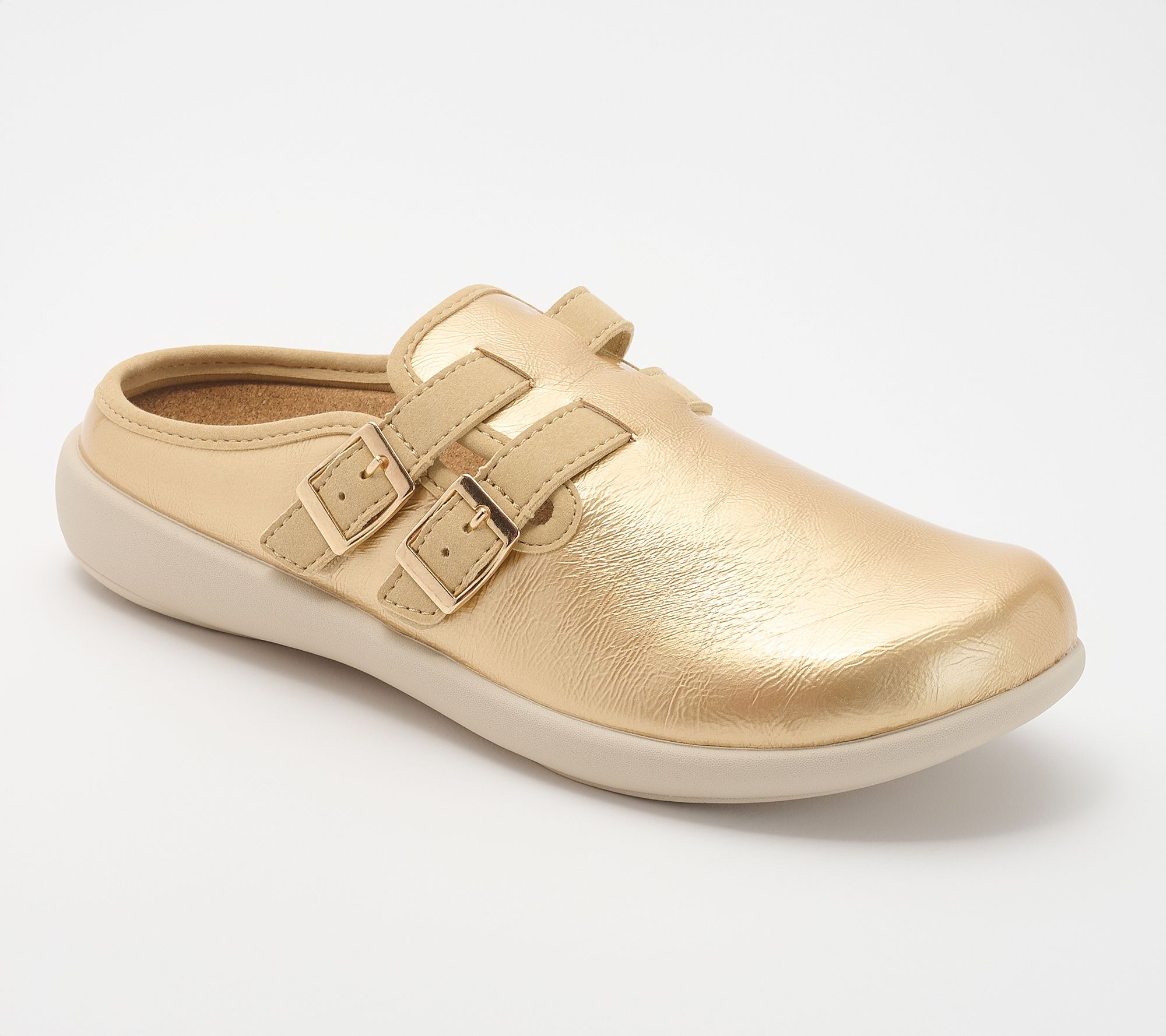 Revitalign Orthotic Buckled Patent Mules - Siesta Sundown