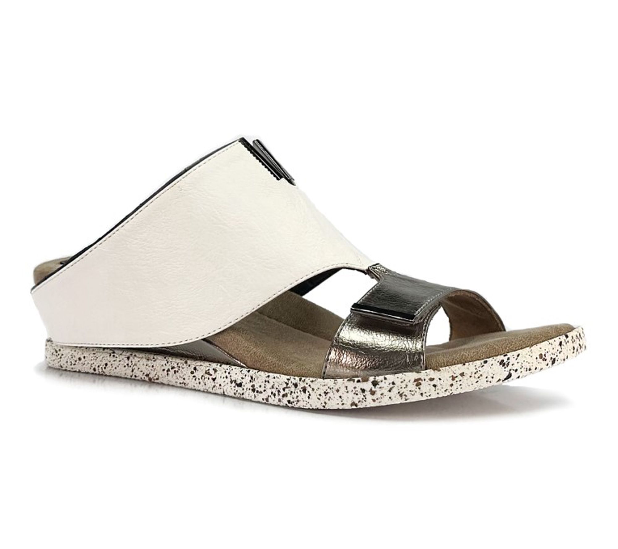 Modzori Kleo Reversible Wedge Sandal - White Flips to Black - QVC.com