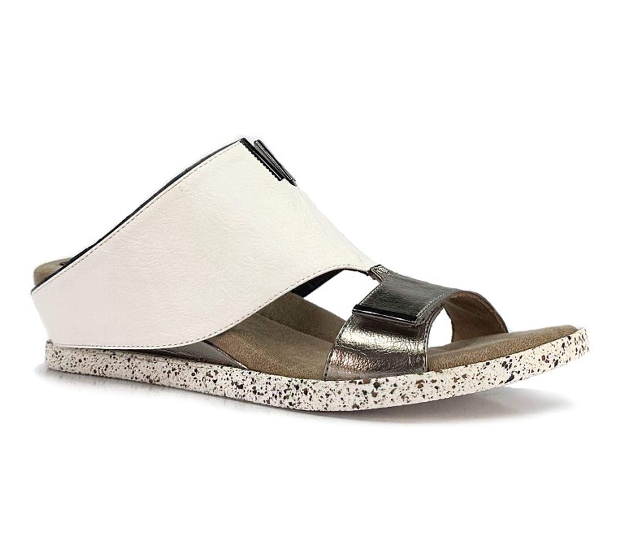 Modzori Kleo Reversible Wedge Sandal - White Flips to Black