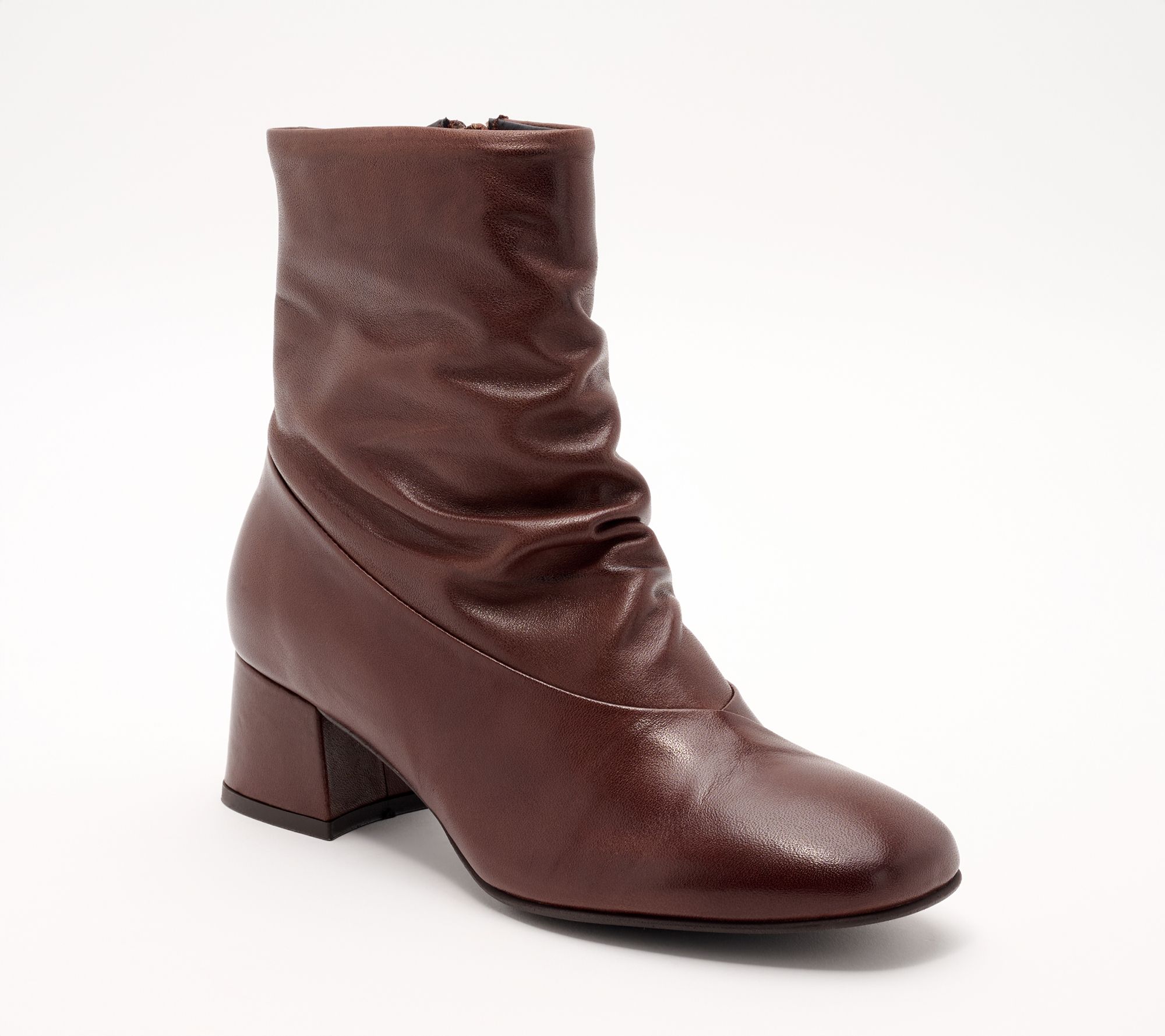 Miz Mooz Ruched Leather Heeled Ankle Boot - Gayle