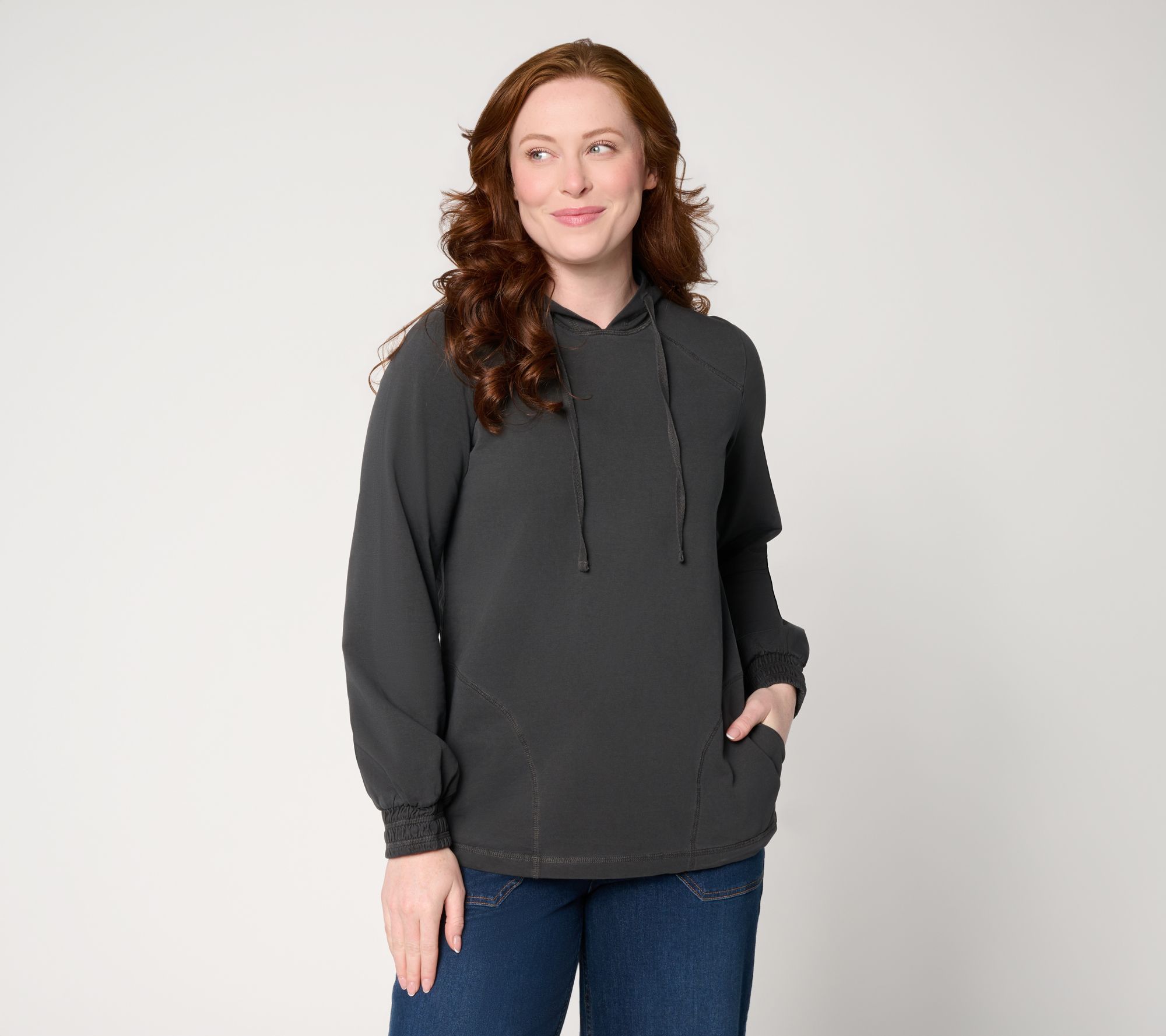 "As Is" LOGO Lounge by Lori Goldstein Hoodie with Seam Detail