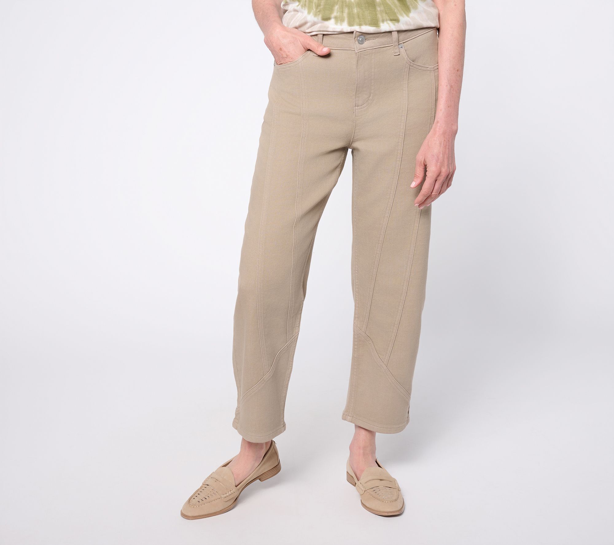 "As Is" LOGO by Lori Goldstein Regular Colored Seamed Cropped Jeans