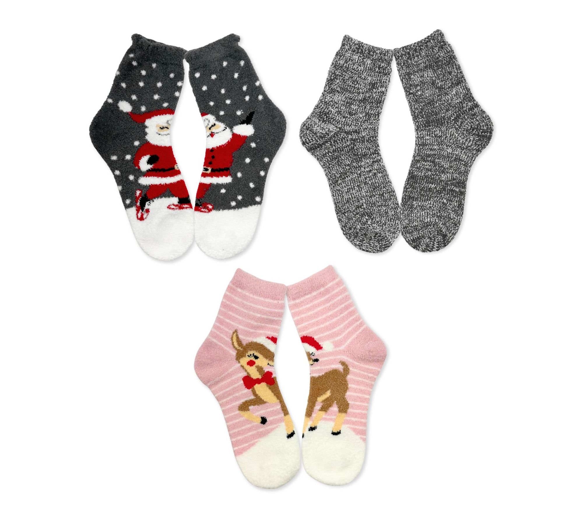 HALLMARK CHRISTMAS LADIES 3PK COZY CREW SOCKS
