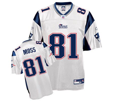 NFL New England Patriots Randy Moss Replica Whie Jersey 