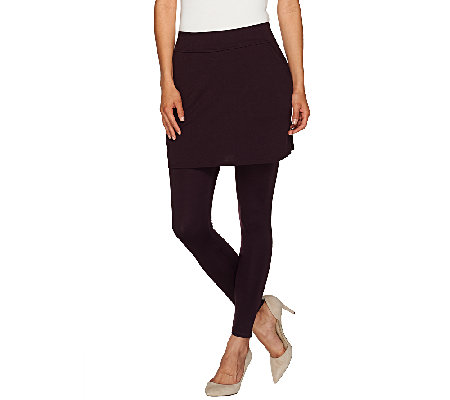 Legacy Ponte Knit Solid Ankle Length Skirted Leggings - Page 1 — QVC.com