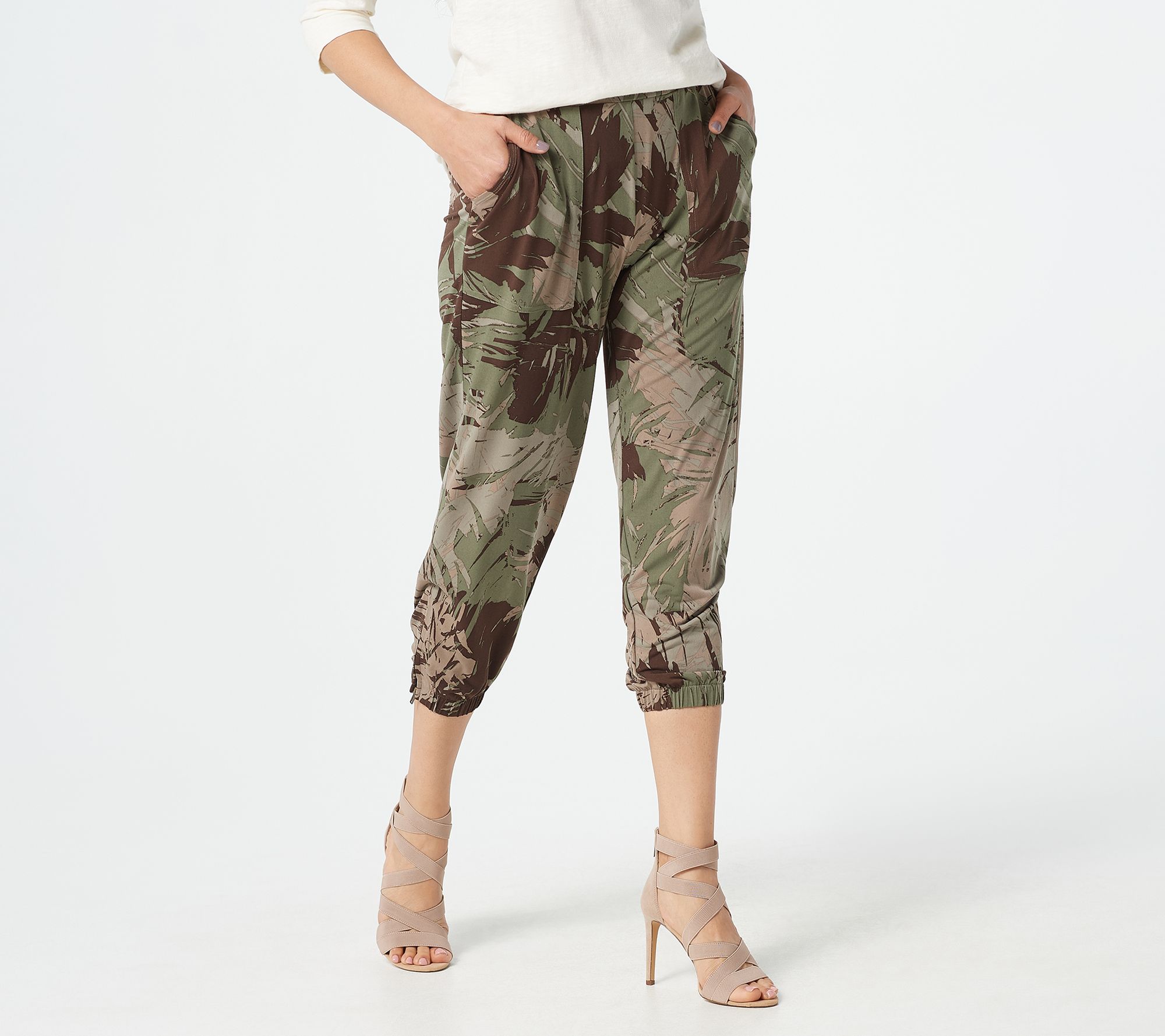 Lisa Rinna Collection Regular Solid or Printed Crop Jogger More Colors a379348
