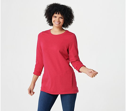 Denim & Co. Active Regular French Terry 3/4-Sleeve Tunic