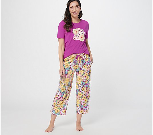 Cuddl Duds Cotton Touch Photographic Tee & Cropped Pant Set