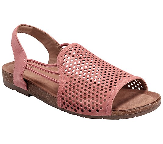 Earth Origins Perforated Suede Sling- Back Sandals - Lyla