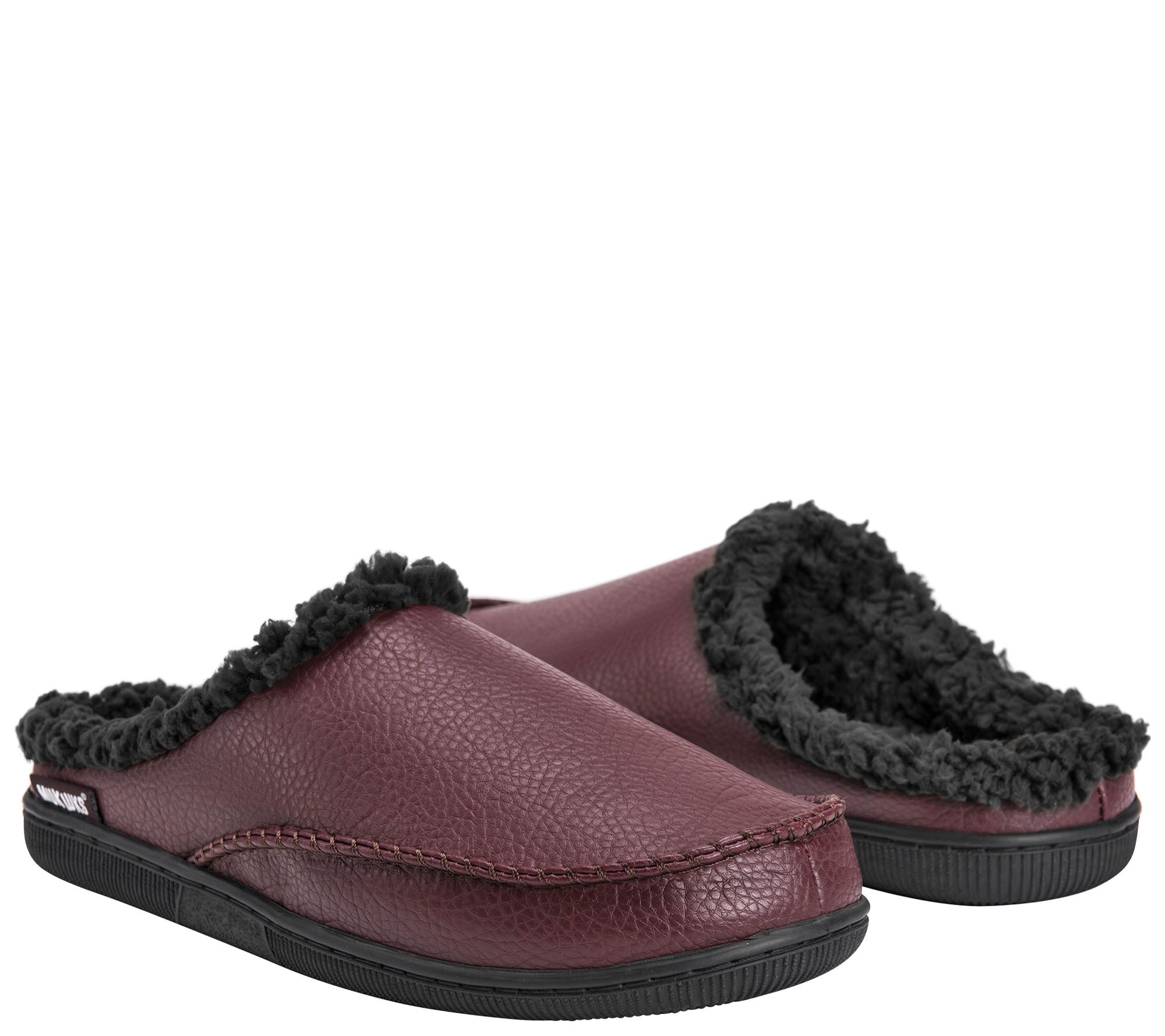 muk luks men's leather berber fleece slippers