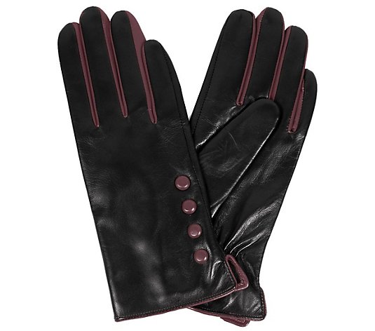 Karla Hanson Women's Leather Touch Screen Glovewith Buttons