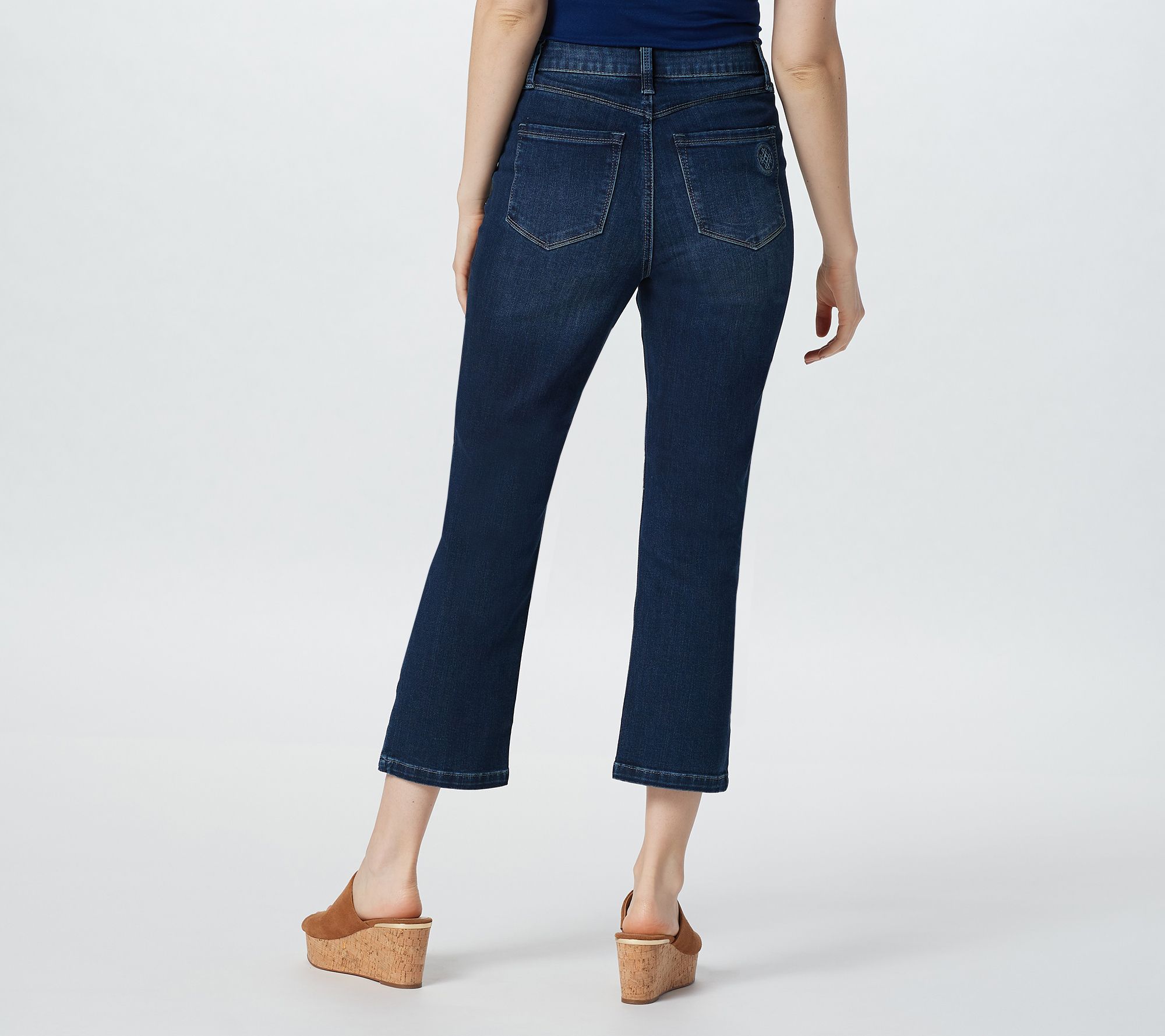 As Is Laurie Felt Petite Daisy Denim Straight-Leg Crop Jeans 