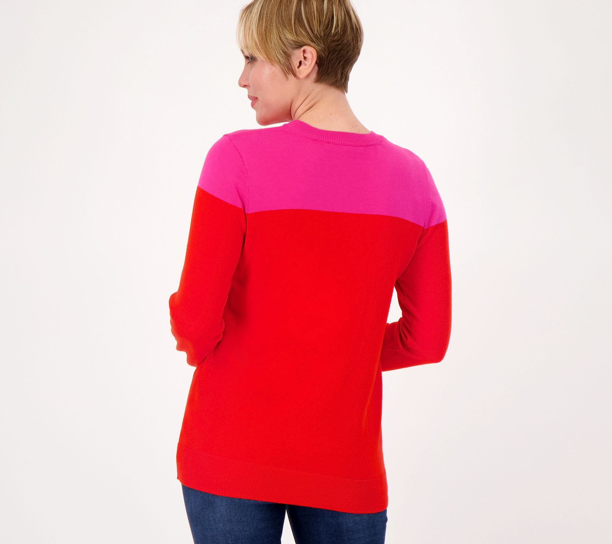 Girl With Curves Colorblock Fine Gauge Sweater