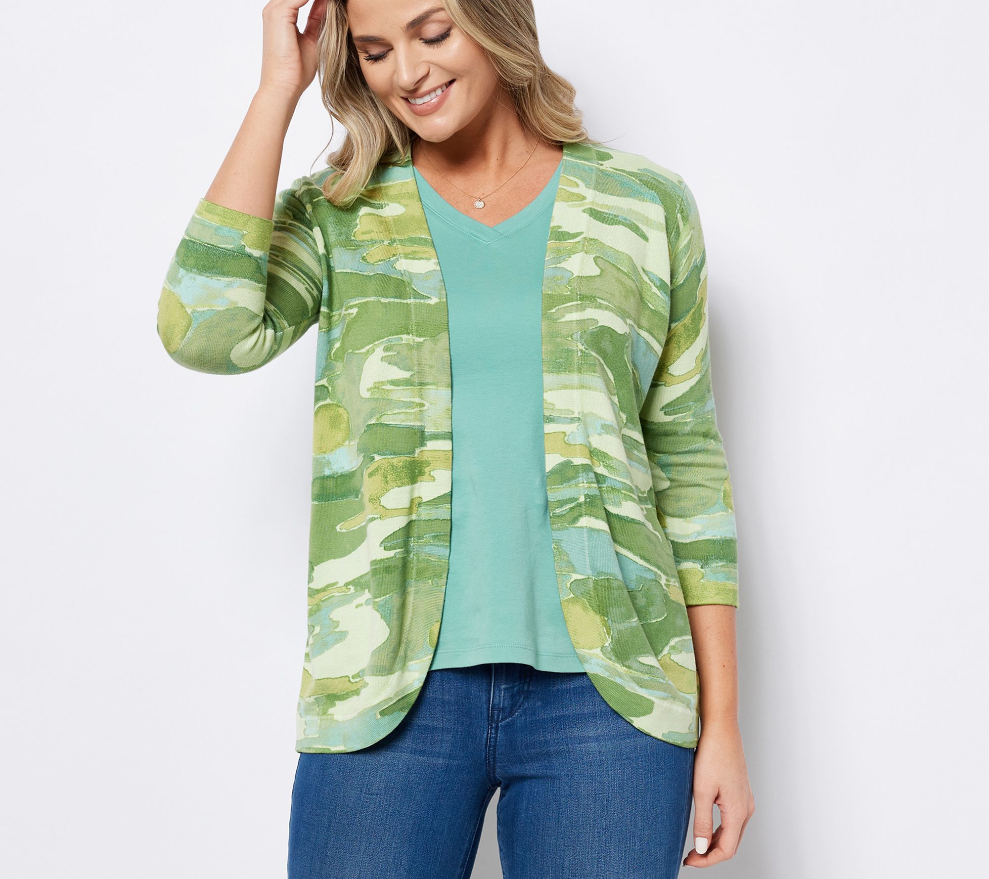 "As Is" Isaac Mizrahi Live! True Denim Open Front Sweater Cardigan