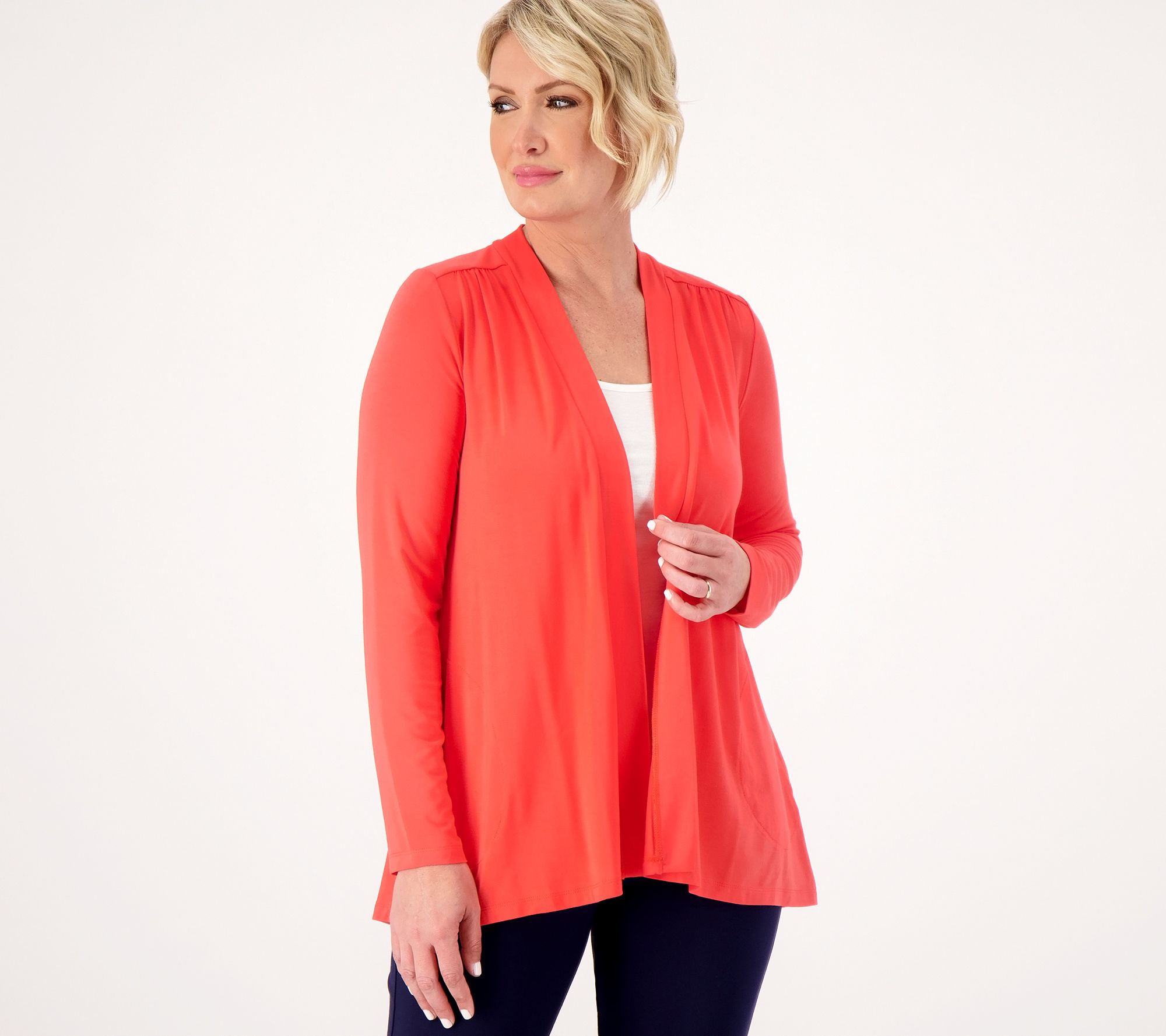 Susan Graver Lifestyle Regular Spa Knit Open Front Cardigan