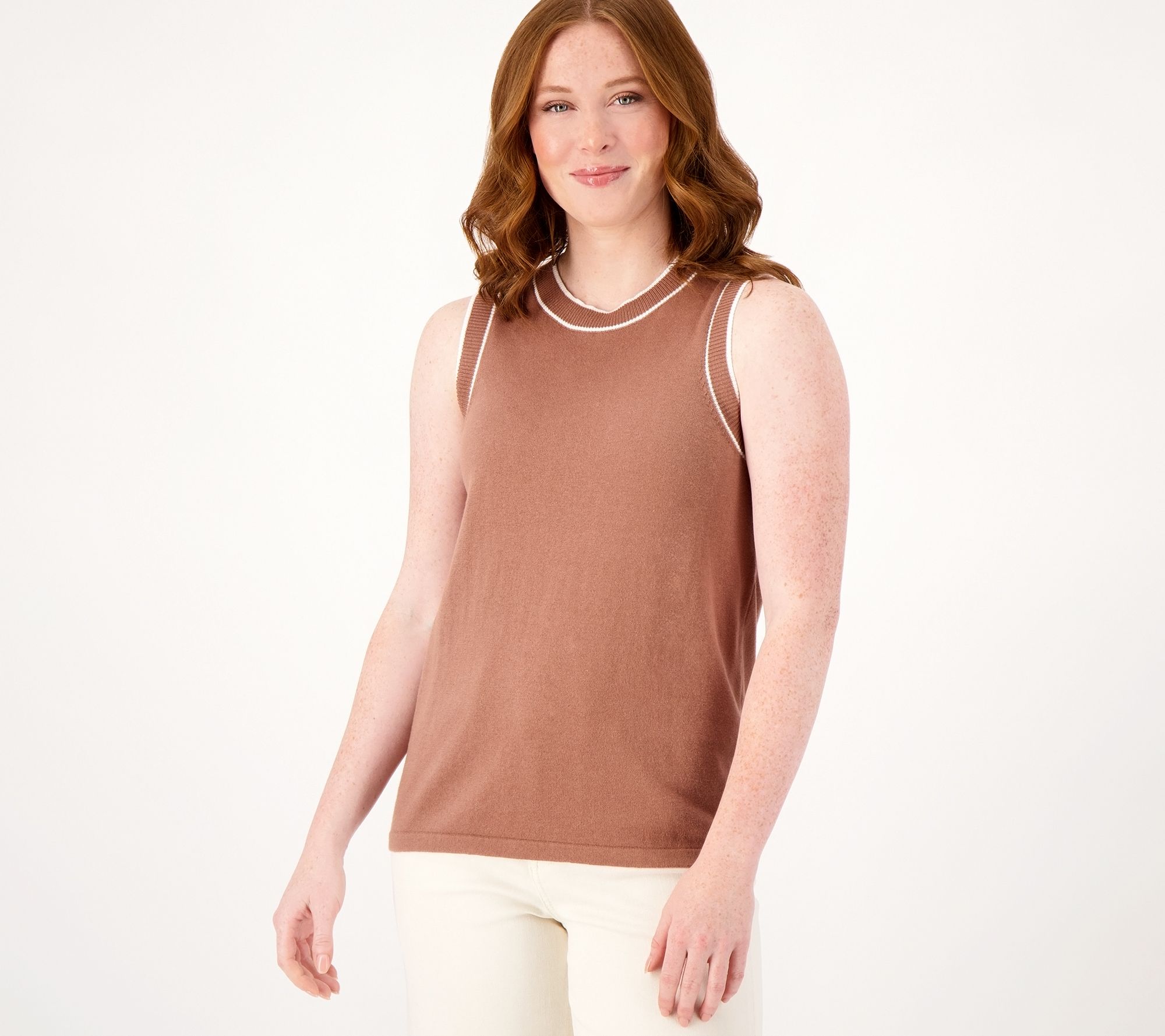 Isaac Mizrahi Live! Sleeveless Sweater with Tipped Trim