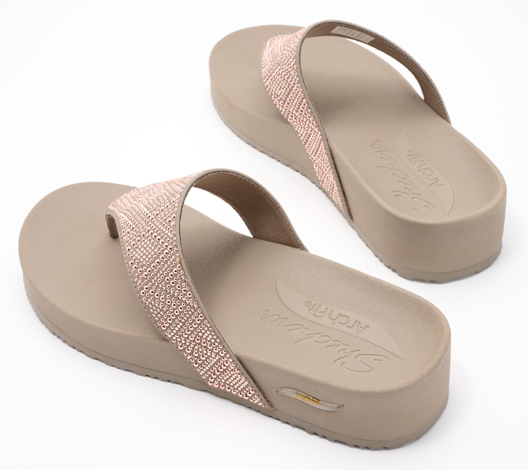 Buy SKECHERS Womens Vinyasa Stone Candy Yoga Foam Wedged Sandals Blush