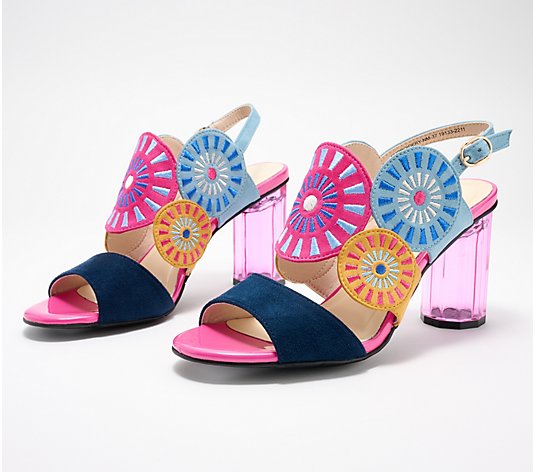 Azura by Spring Step Heeled Sandals - Embroidery
