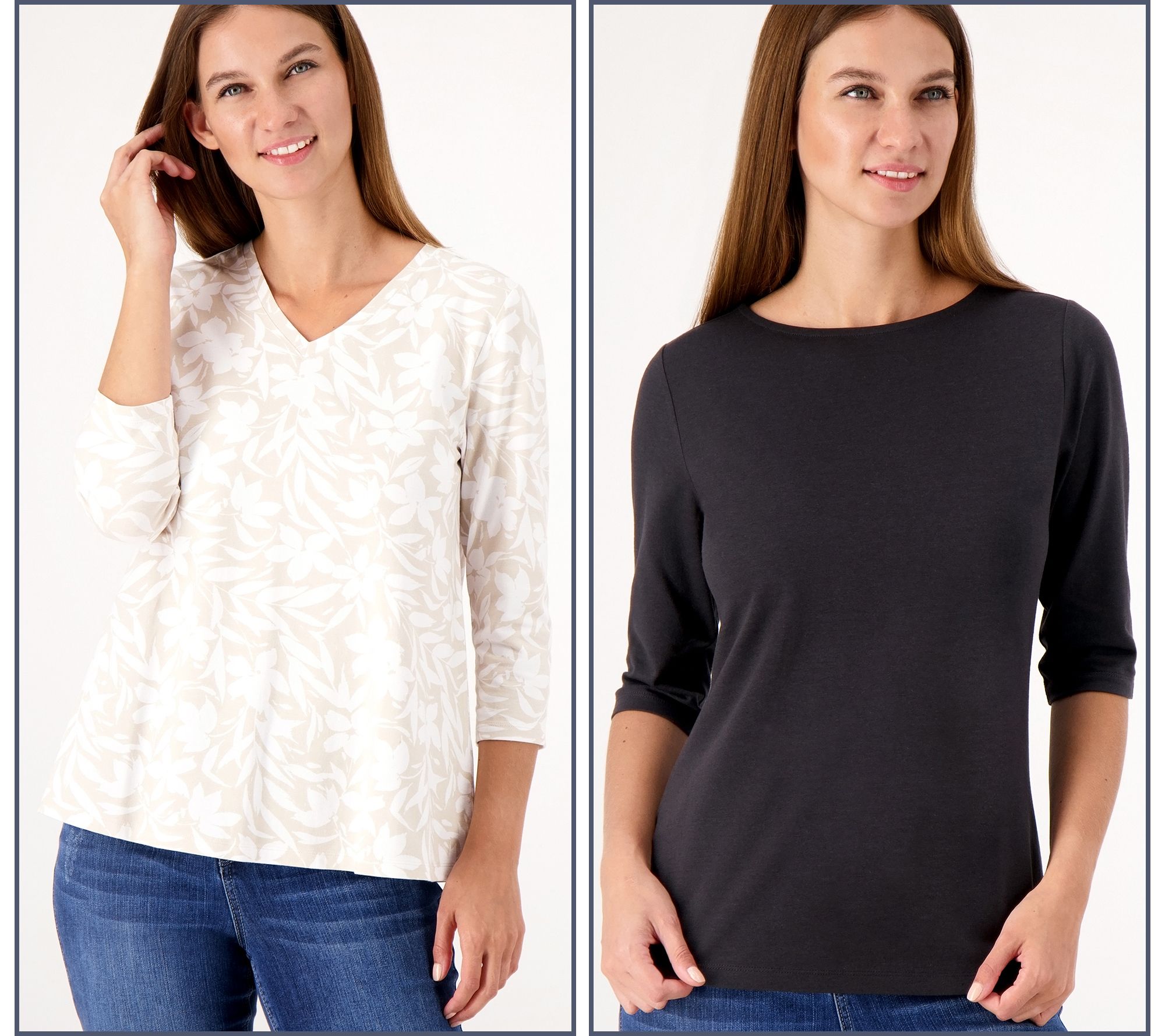 "As Is" Denim & Co. Essentials Favorite Jersey Set of Two Knit Tops