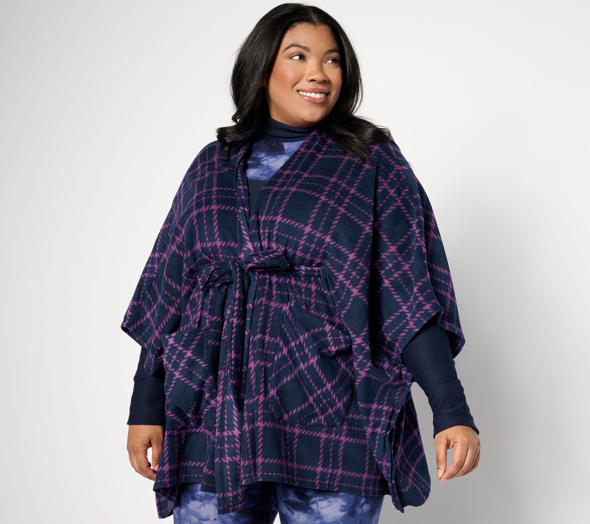 Cuddl Duds Fleece with Stretch Belted Blanket Wrap