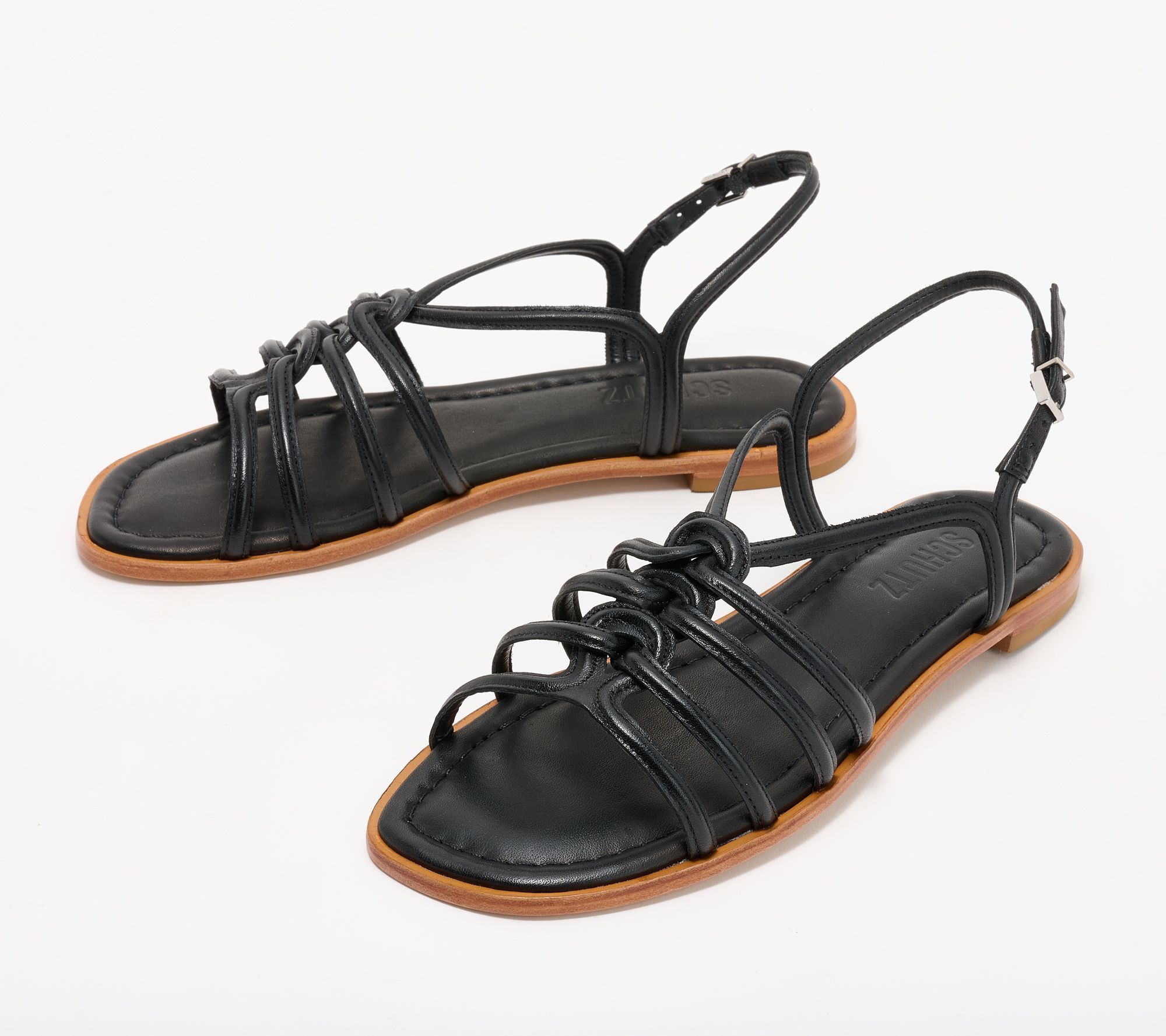 "As Is" Schutz Leather Caged Adjustable Sandals- Octavia Flat