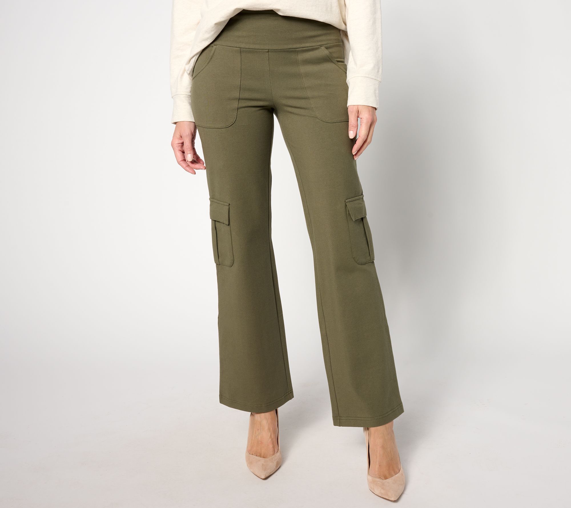 Women with Control Petite Tummy Control Boot-cut Cargo Trousers