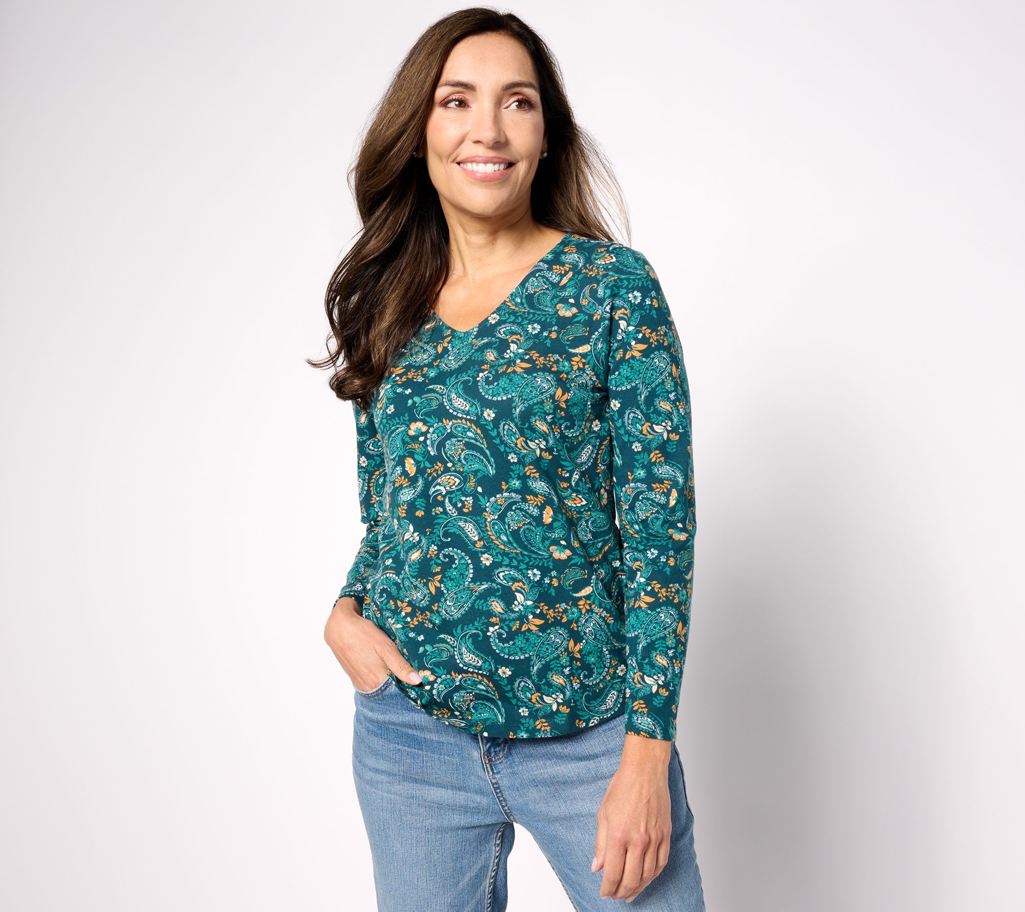 Denim & Co. Medallion Print Boho Blouse 