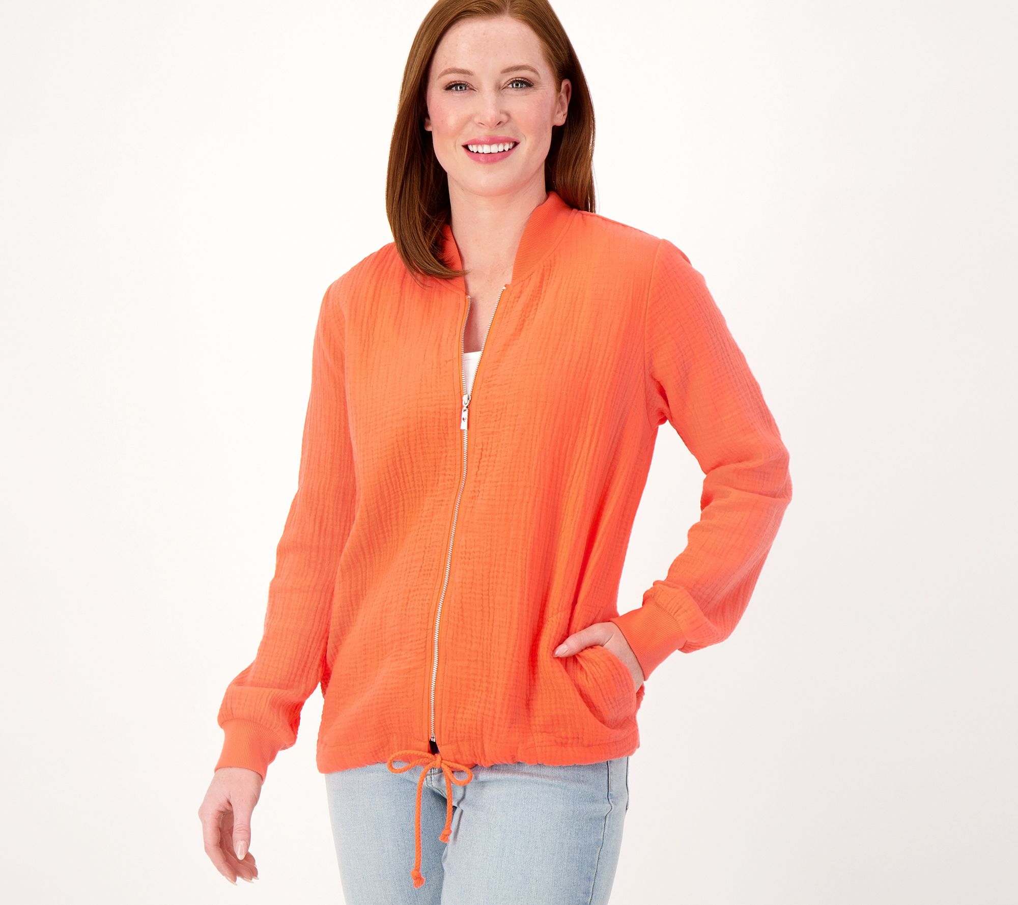 "As Is" Belle Beach by Kim Gravel Gauze Zip Front Jacket