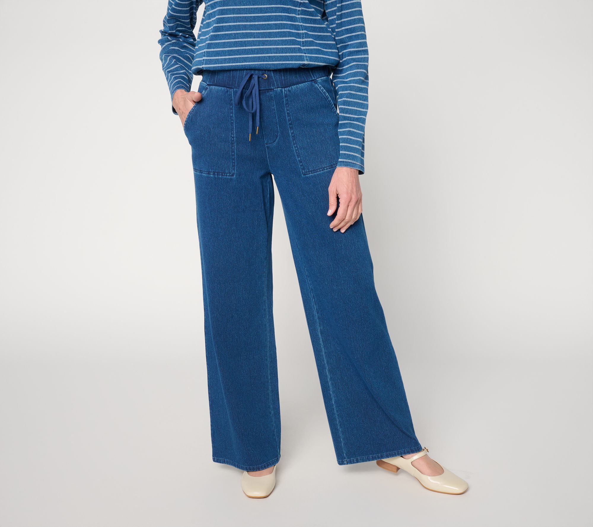 Denim & Co. Tall Comfy Knit Air Wide Leg Pant with Drawstring