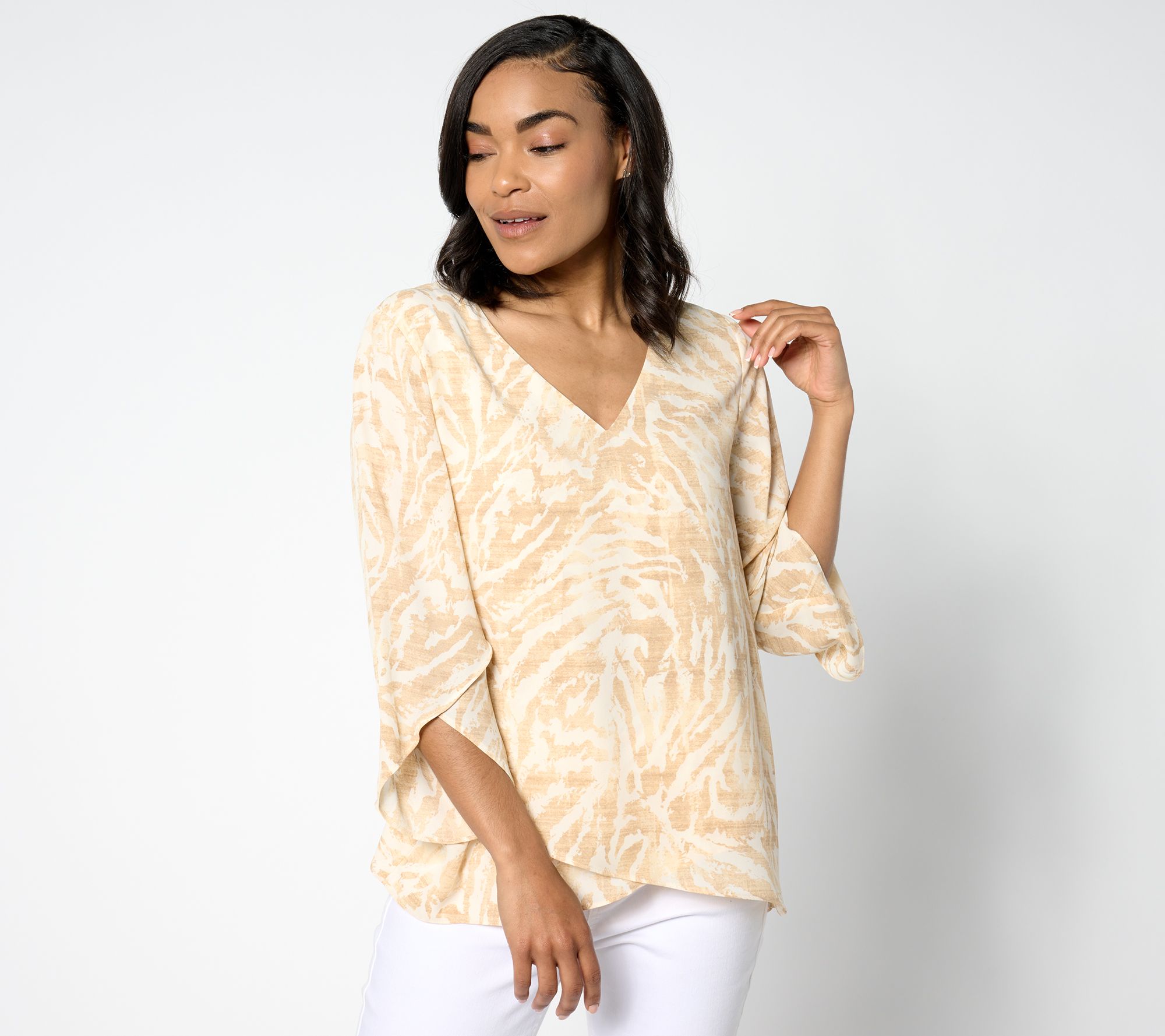 BEAUTIFUL by Lawrence Zarian Paradise Printed V-Neck Blouse