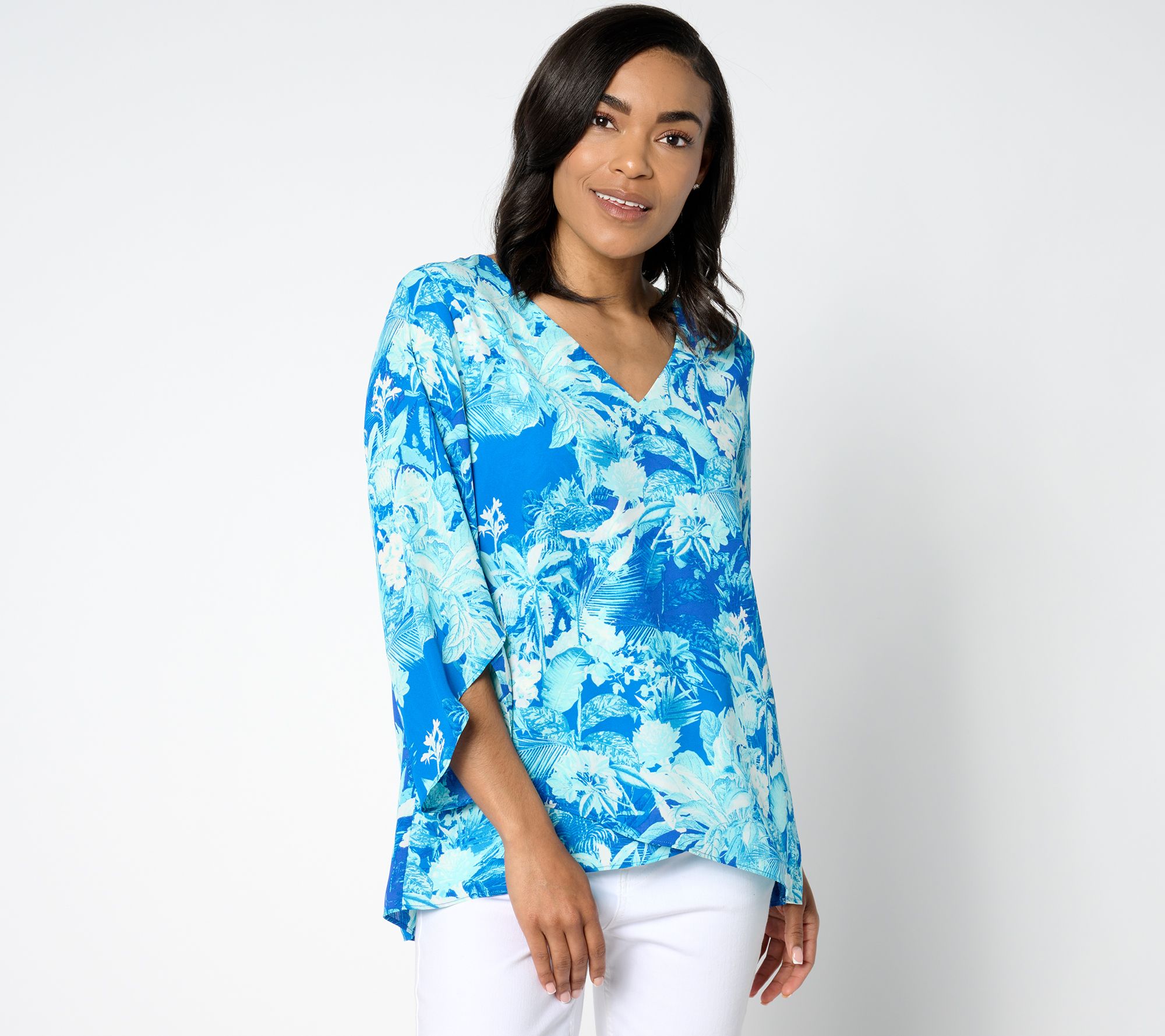 BEAUTIFUL by Lawrence Zarian Paradise Printed V-Neck Blouse
