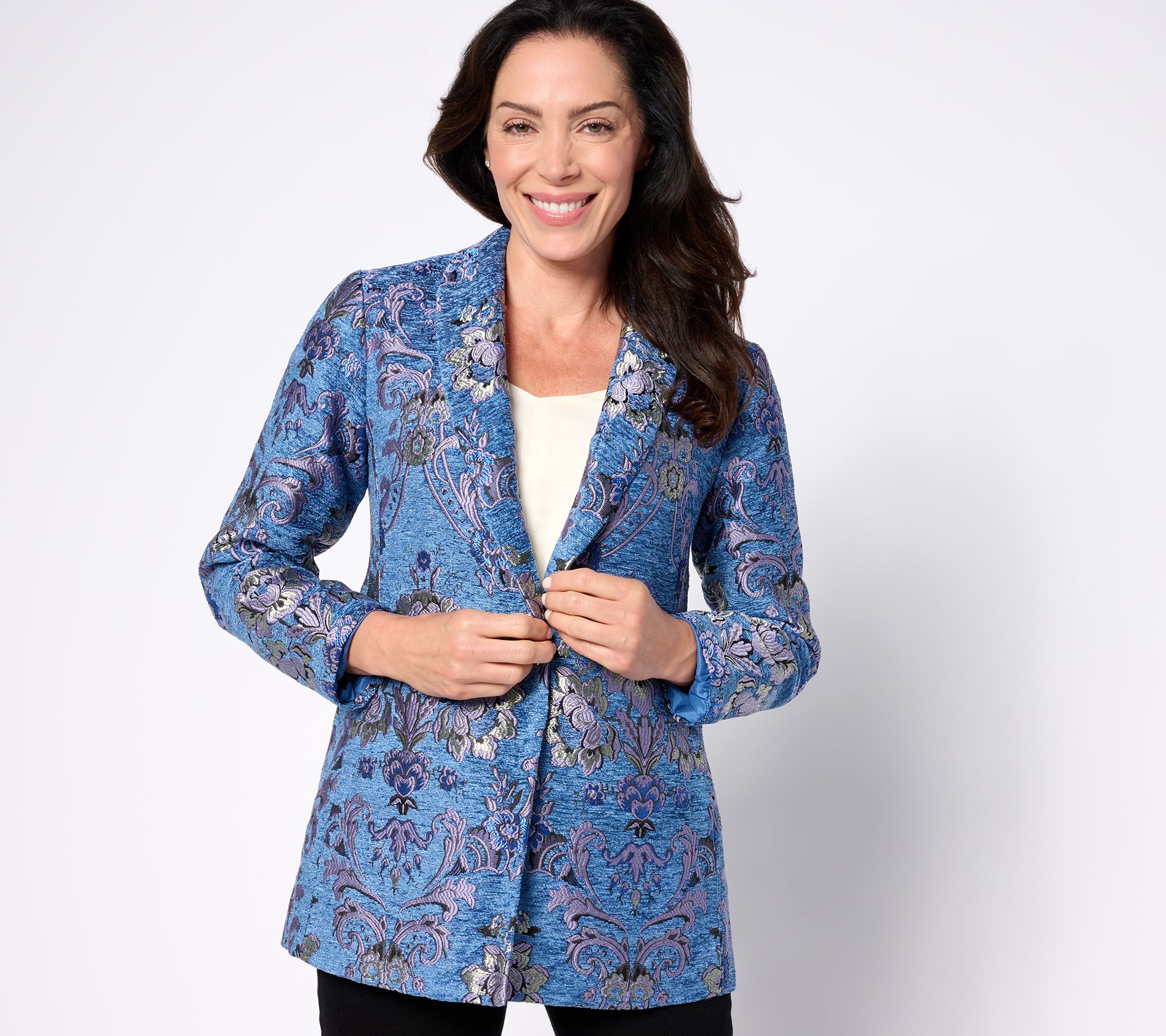 "As Is" GRAVER Susan Graver Regular Jacquard Notch Collar Jacket