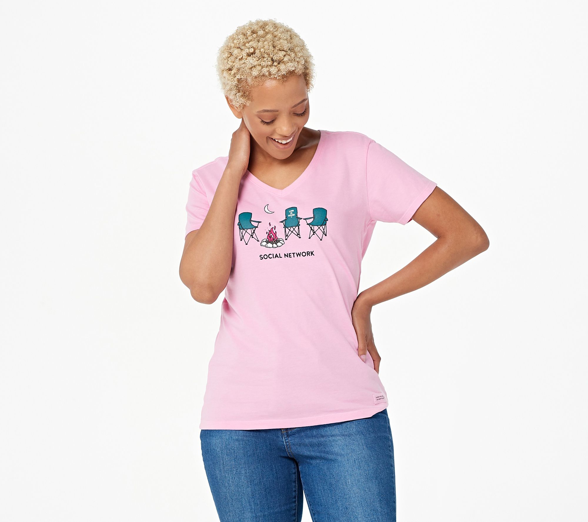 As Is Life is Good Outdoor Women's V-NeckCrusher Tee