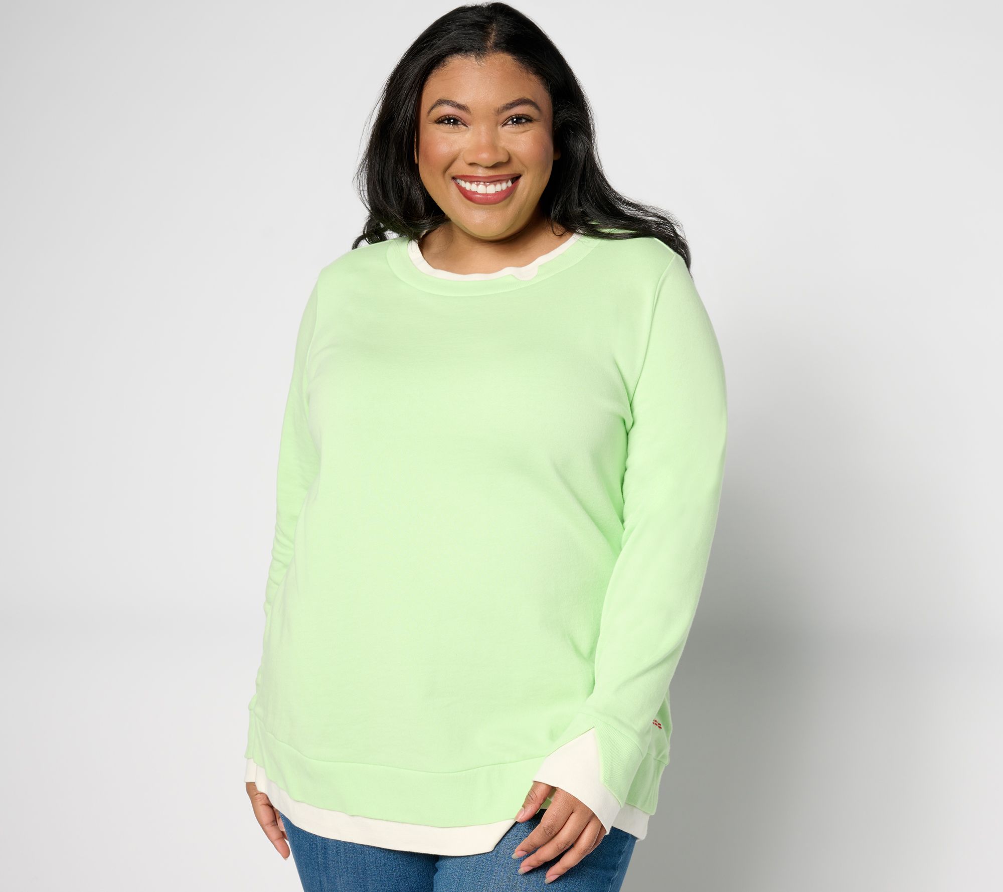 "As Is" Peace Love World Layered Cotton Sweater