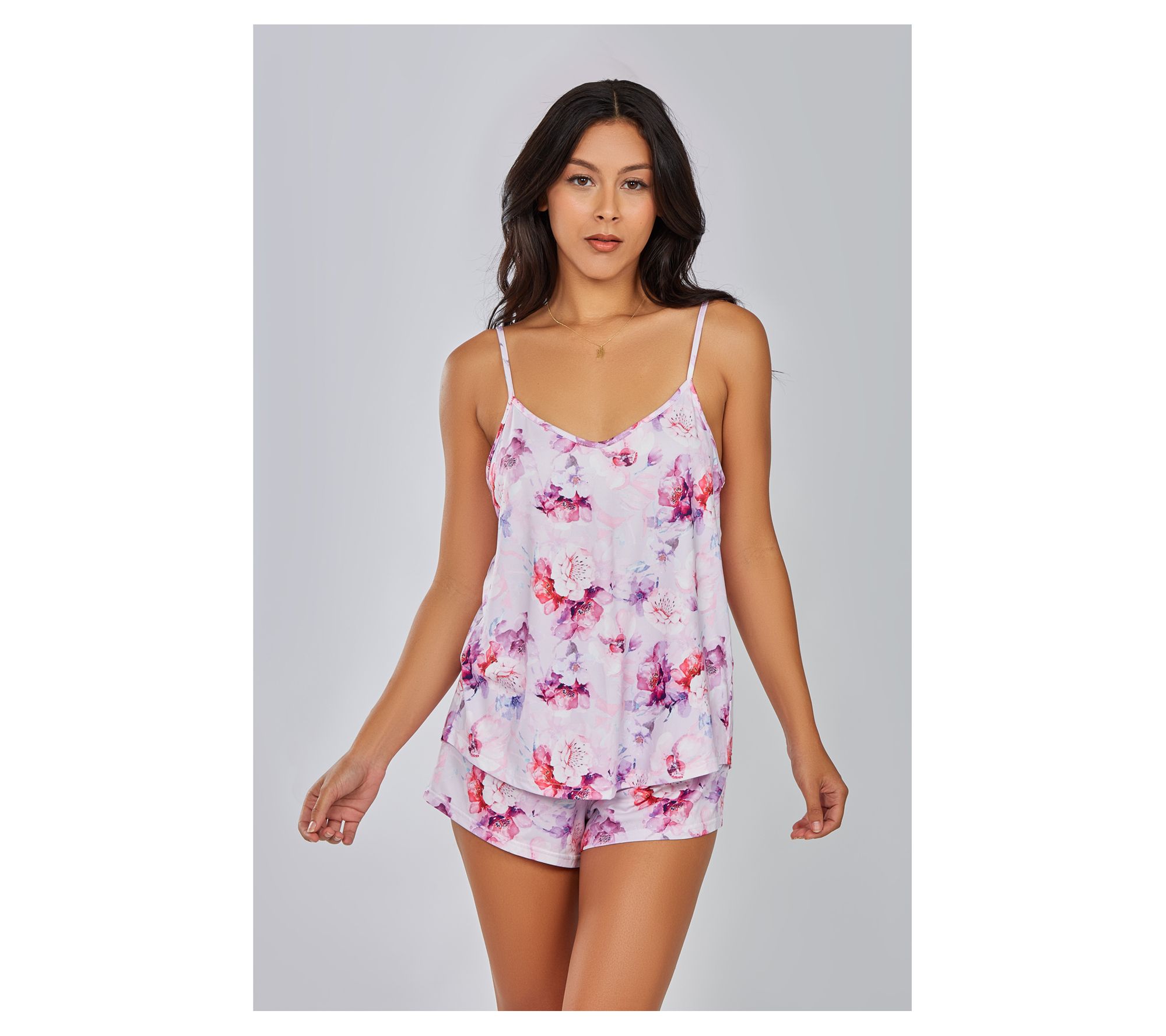 iCollection Floral Knit Open Back Cami & Shorts Set 