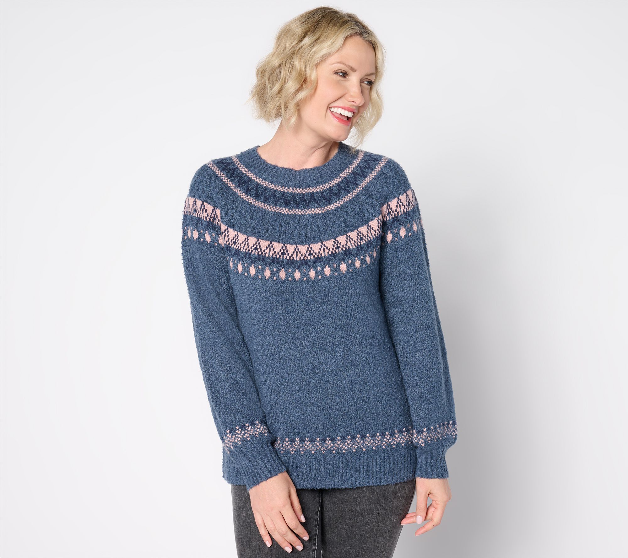Denim & Co. Heritage Fair Isle Jacquard Sweater