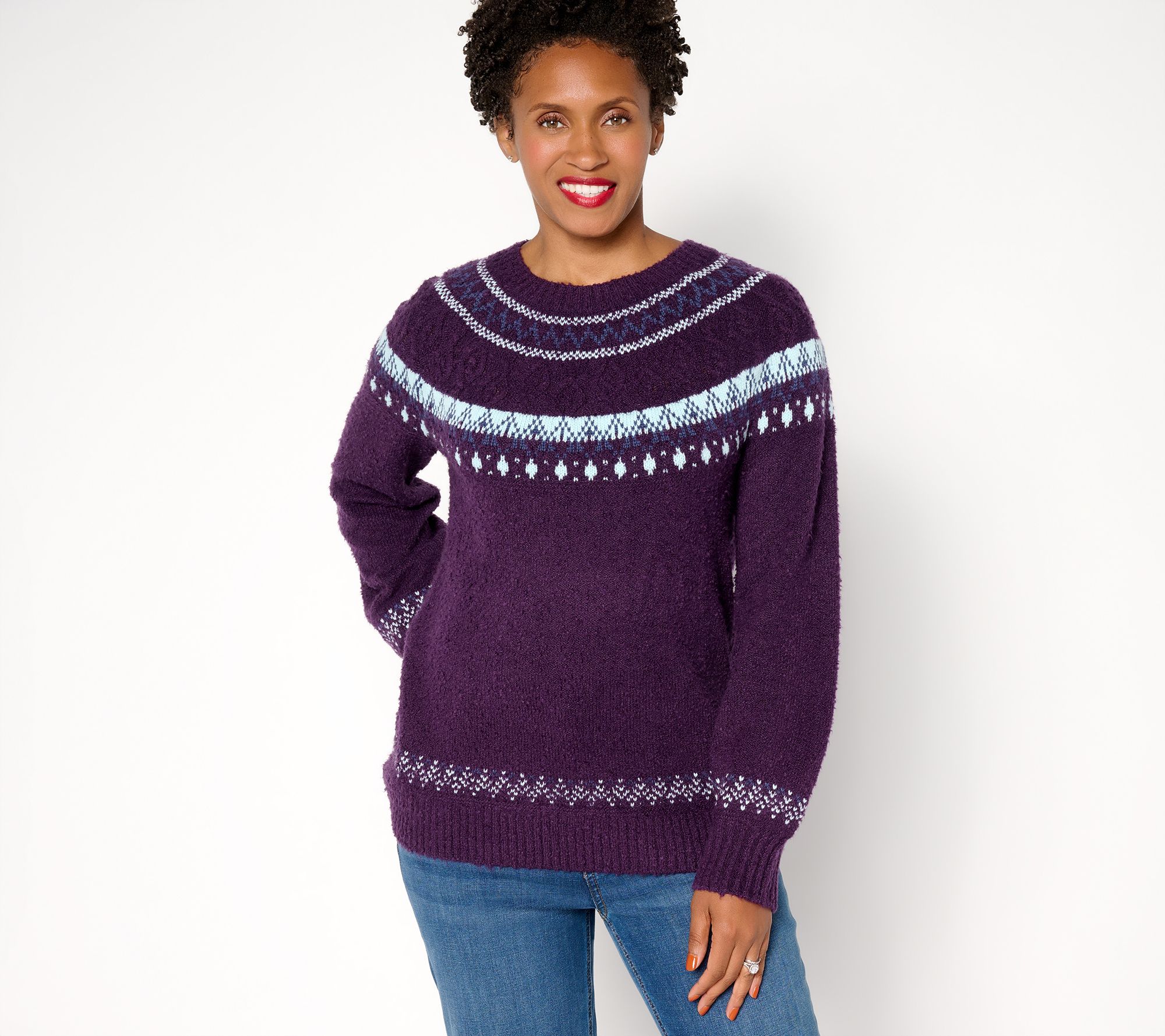 Denim & Co. Heritage Fair Isle Jacquard Sweater