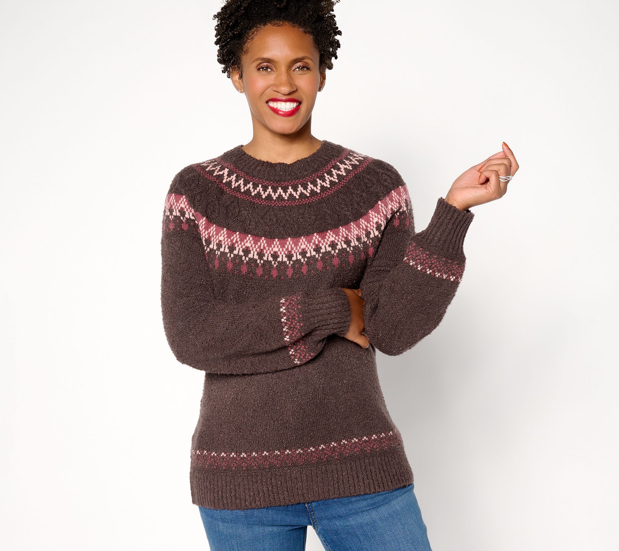 Denim & Co. Heritage Fair Isle Jacquard Sweater