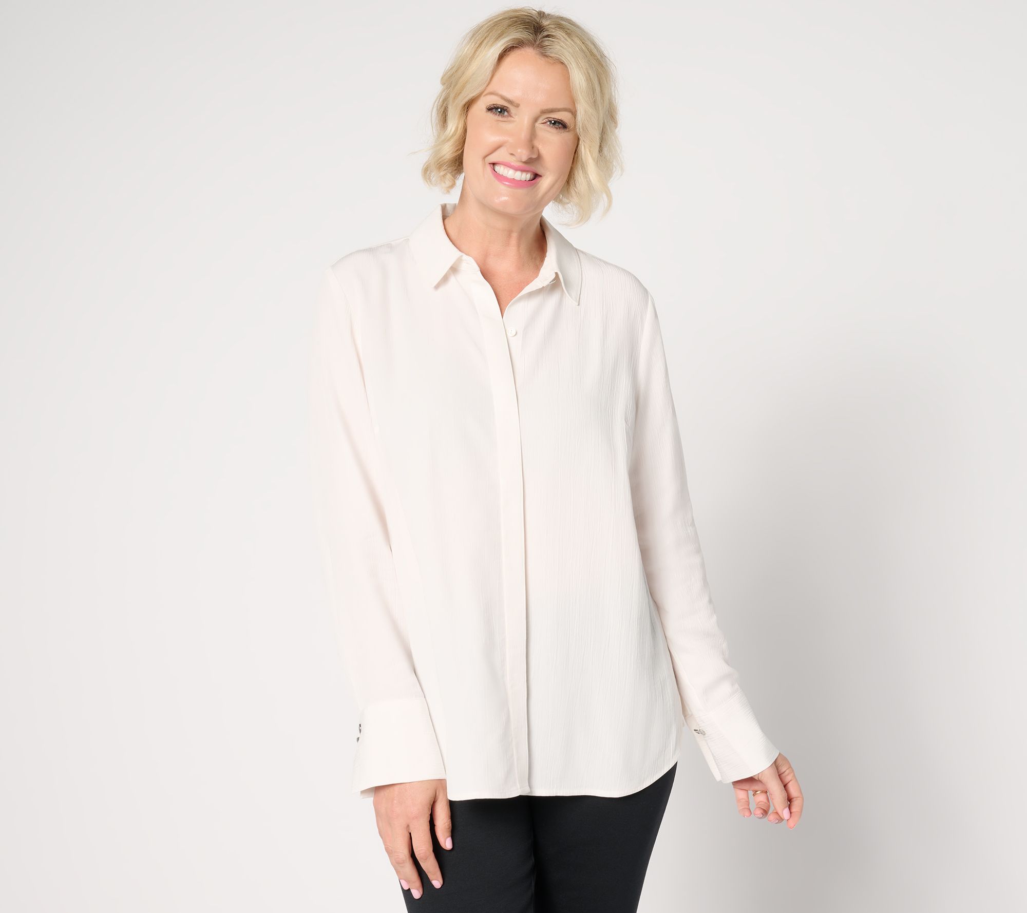 BEAUTIFUL by Lawrence Zarian Sanded Crinkle Satin Tunic Shirt